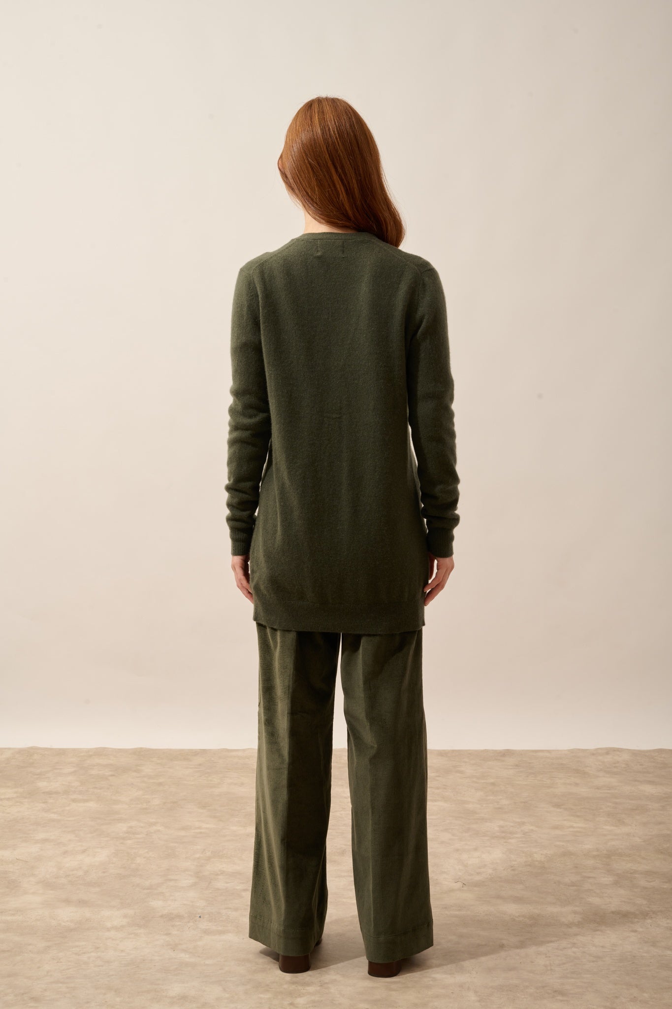 CHELSEA khaki V-neck cardigan