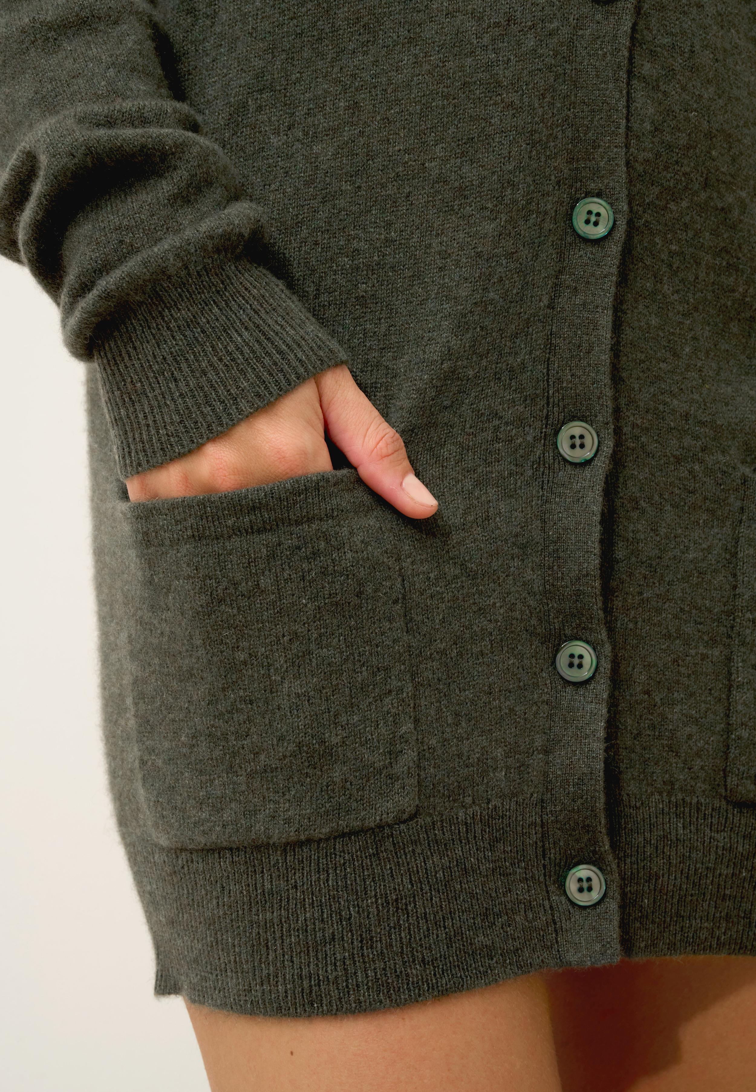CHELSEA cardigan col v kaki chiné