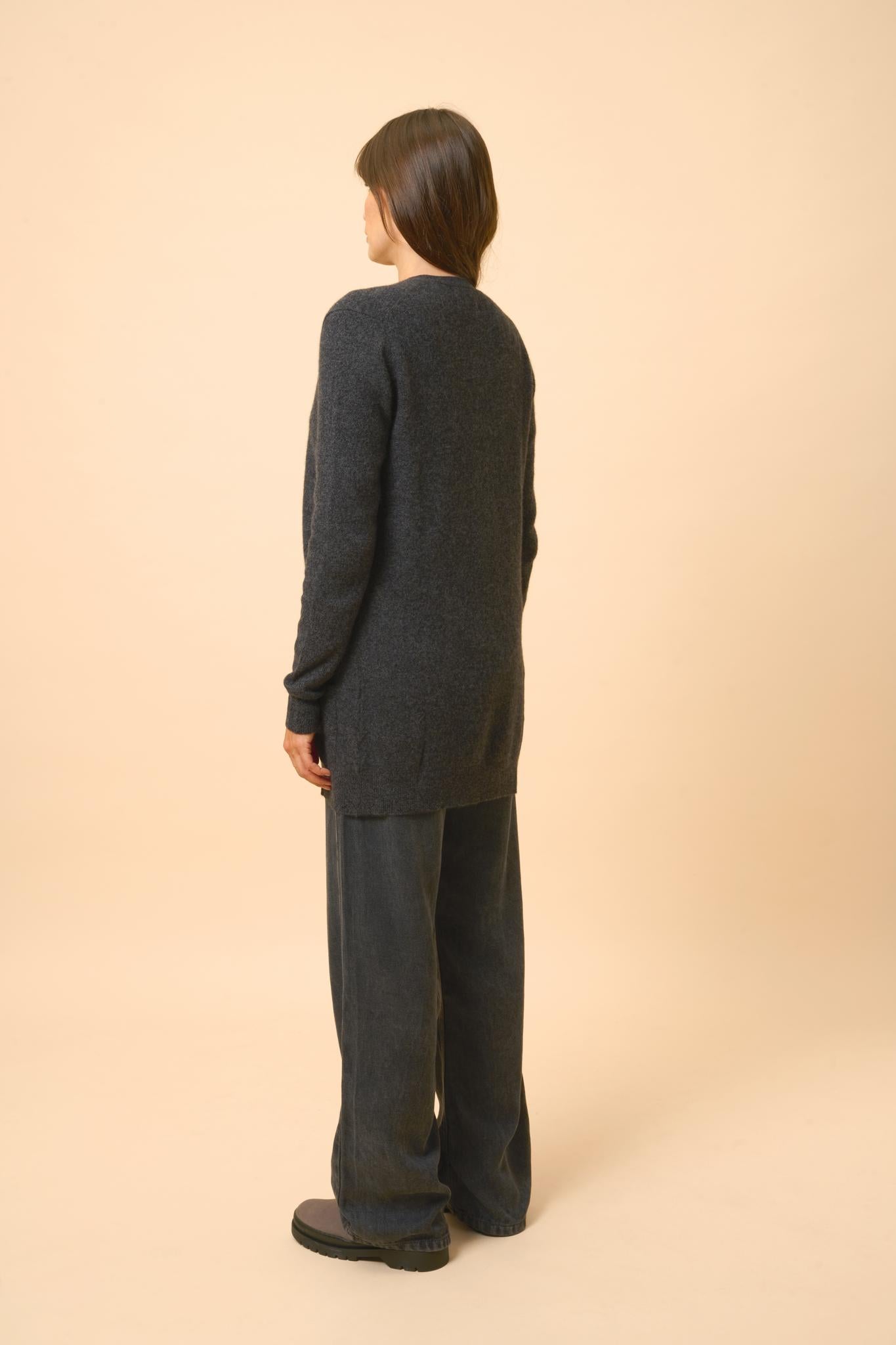 CHELSEA cardigan col v noir chiné
