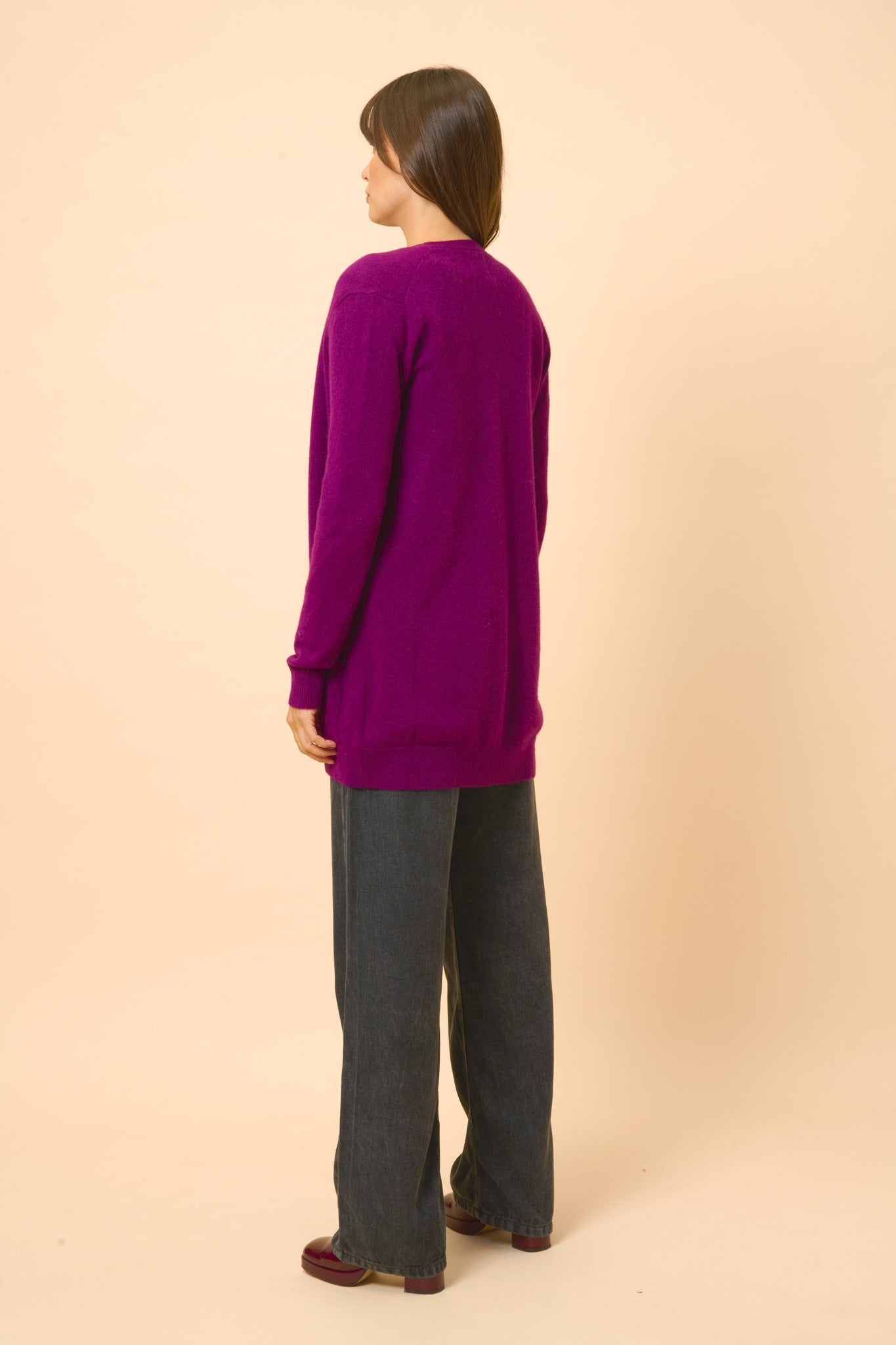 CHELSEA cardigan col v prune