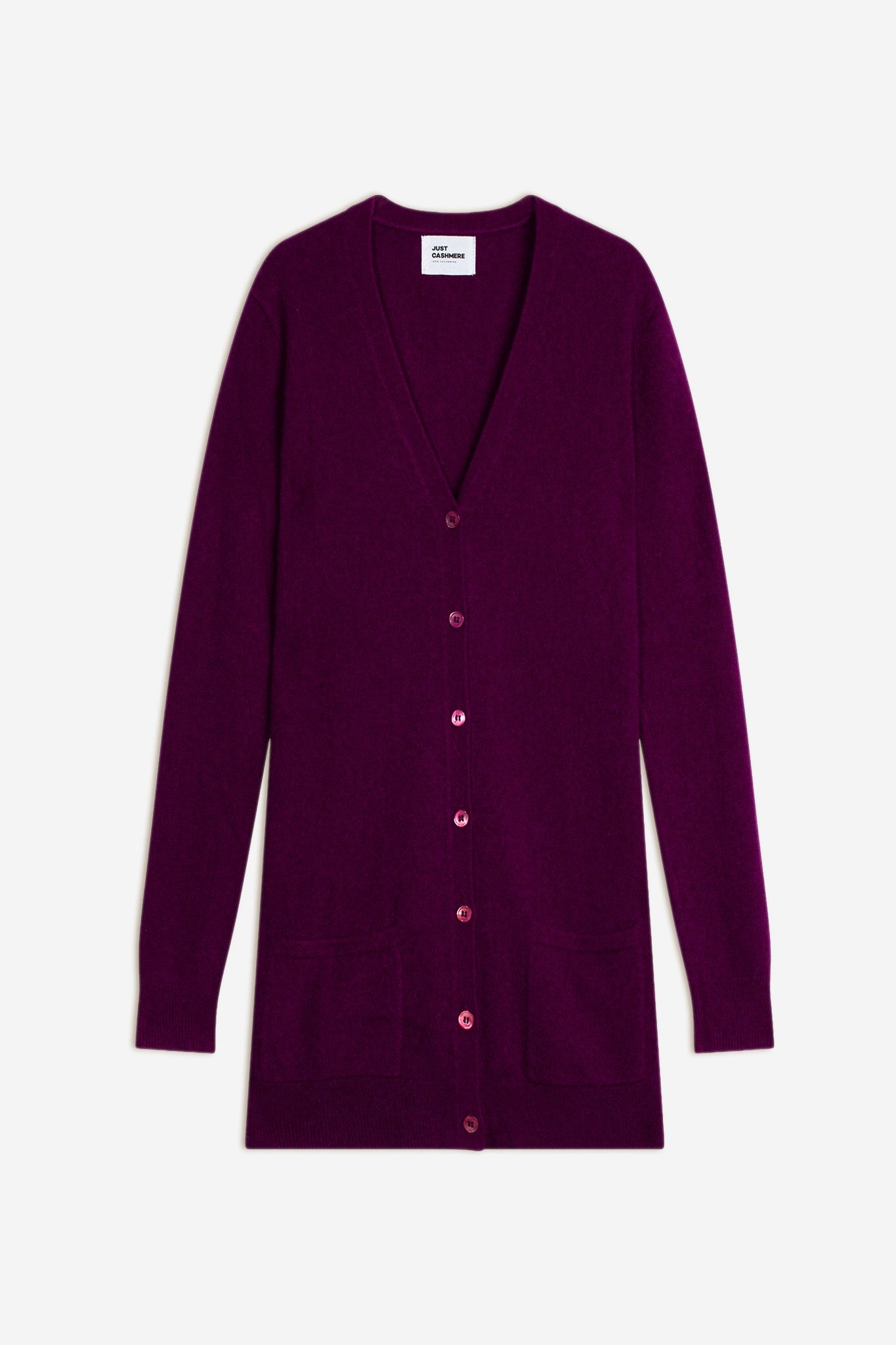 Chelsea cardigan with V-neck in plum