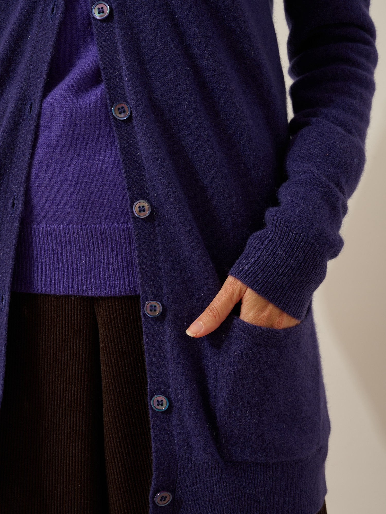 chelsea cardigan col v purple