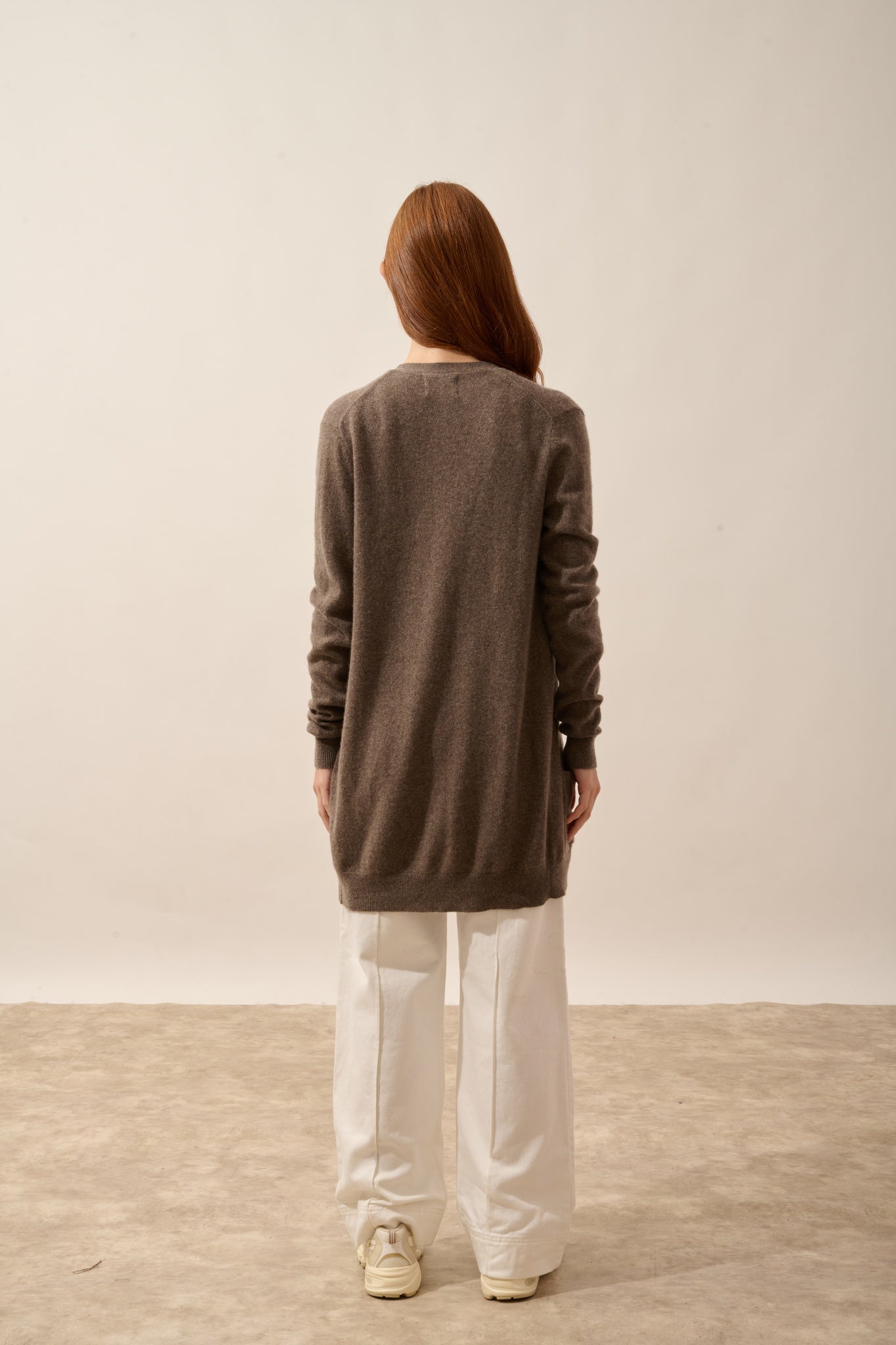 CHELSEA cardigan v-neck taupe mottled