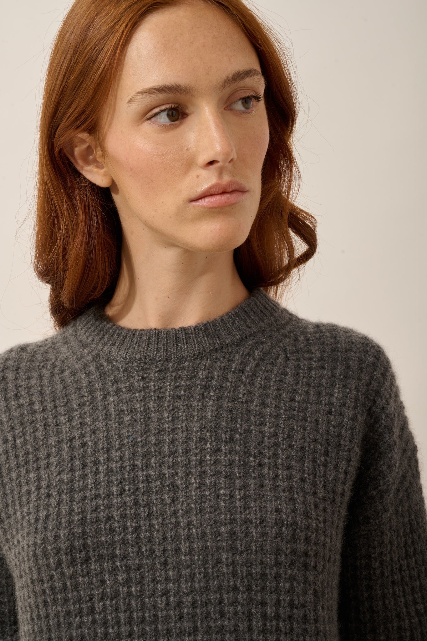 CHEWA round neck dress, 8-ply, heathered anthracite