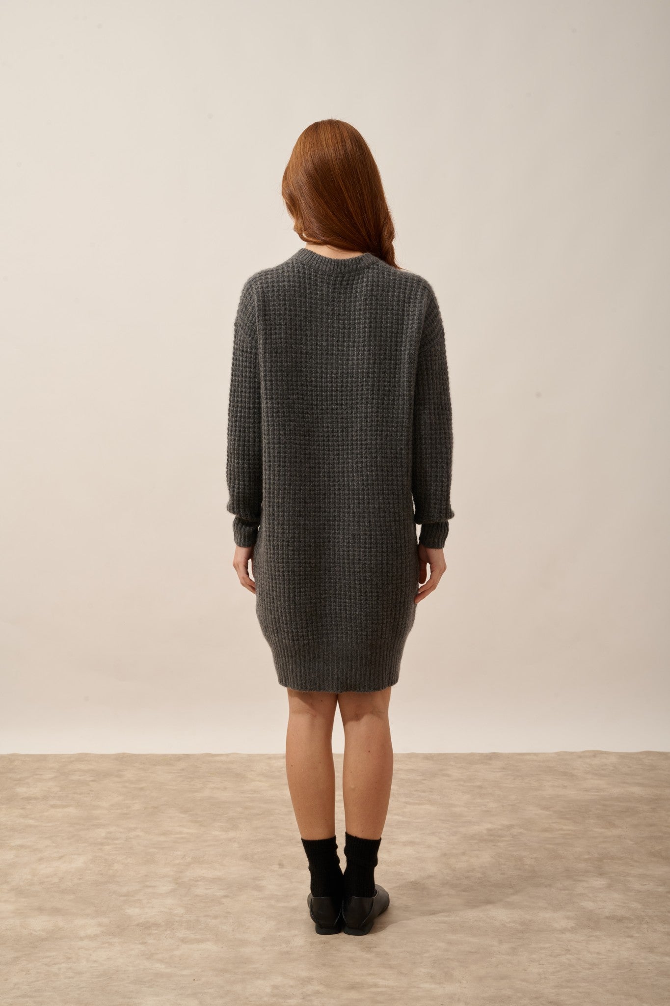 chewa robe col rond 8 fils anthracite chiné