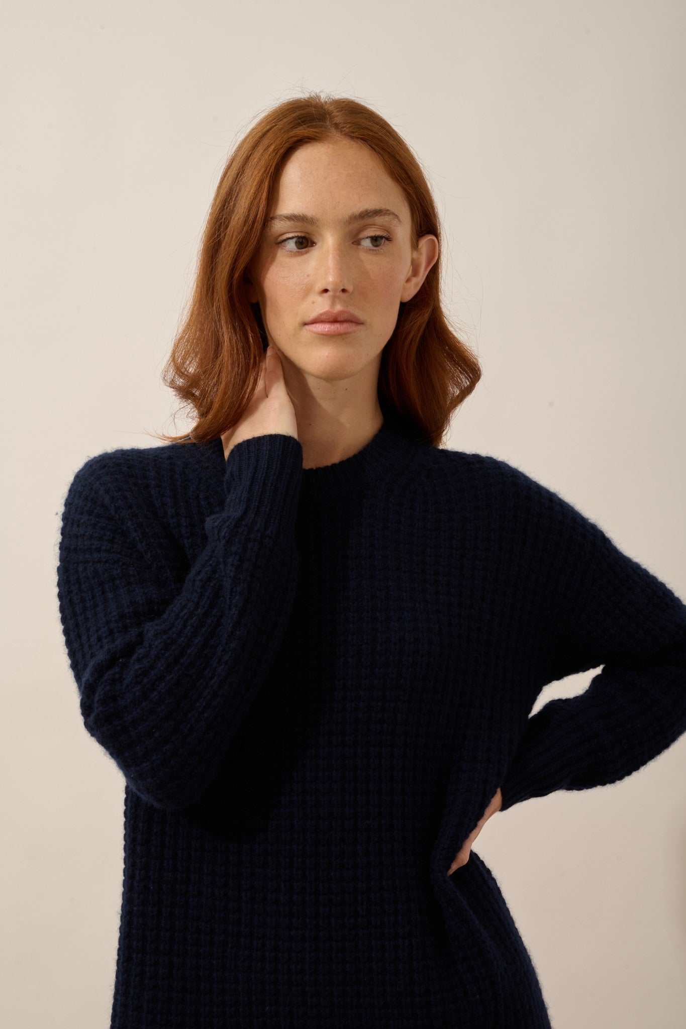 chewa robe col rond 8 fils navy