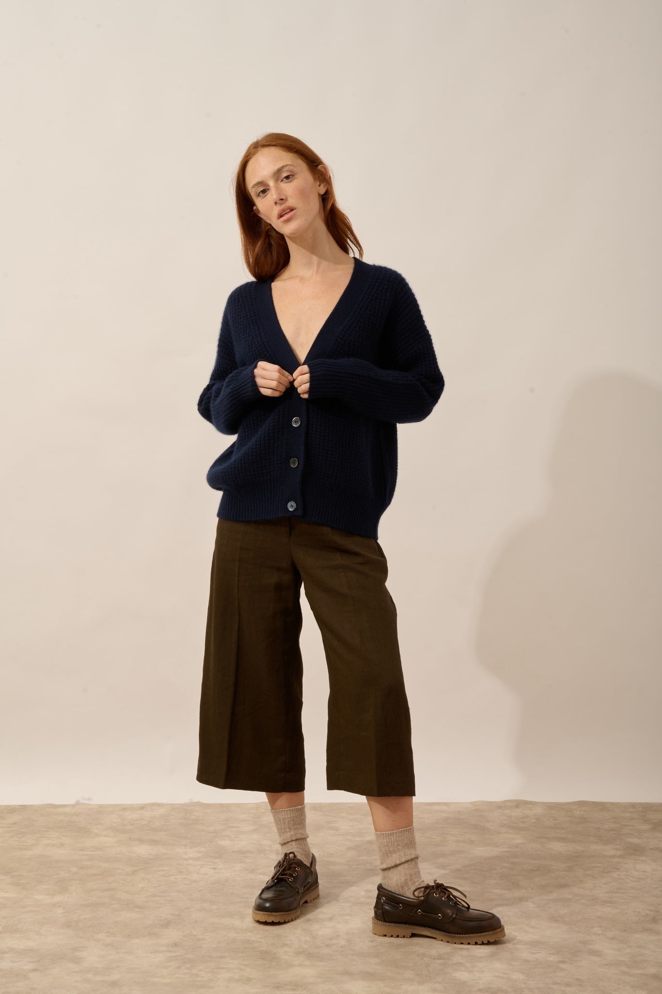 CHODRAK cardigan col v 8 fils navy