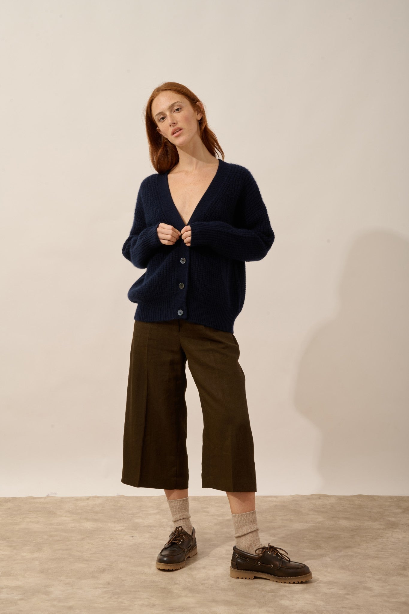 chodrak cardigan col v 8 fils navy