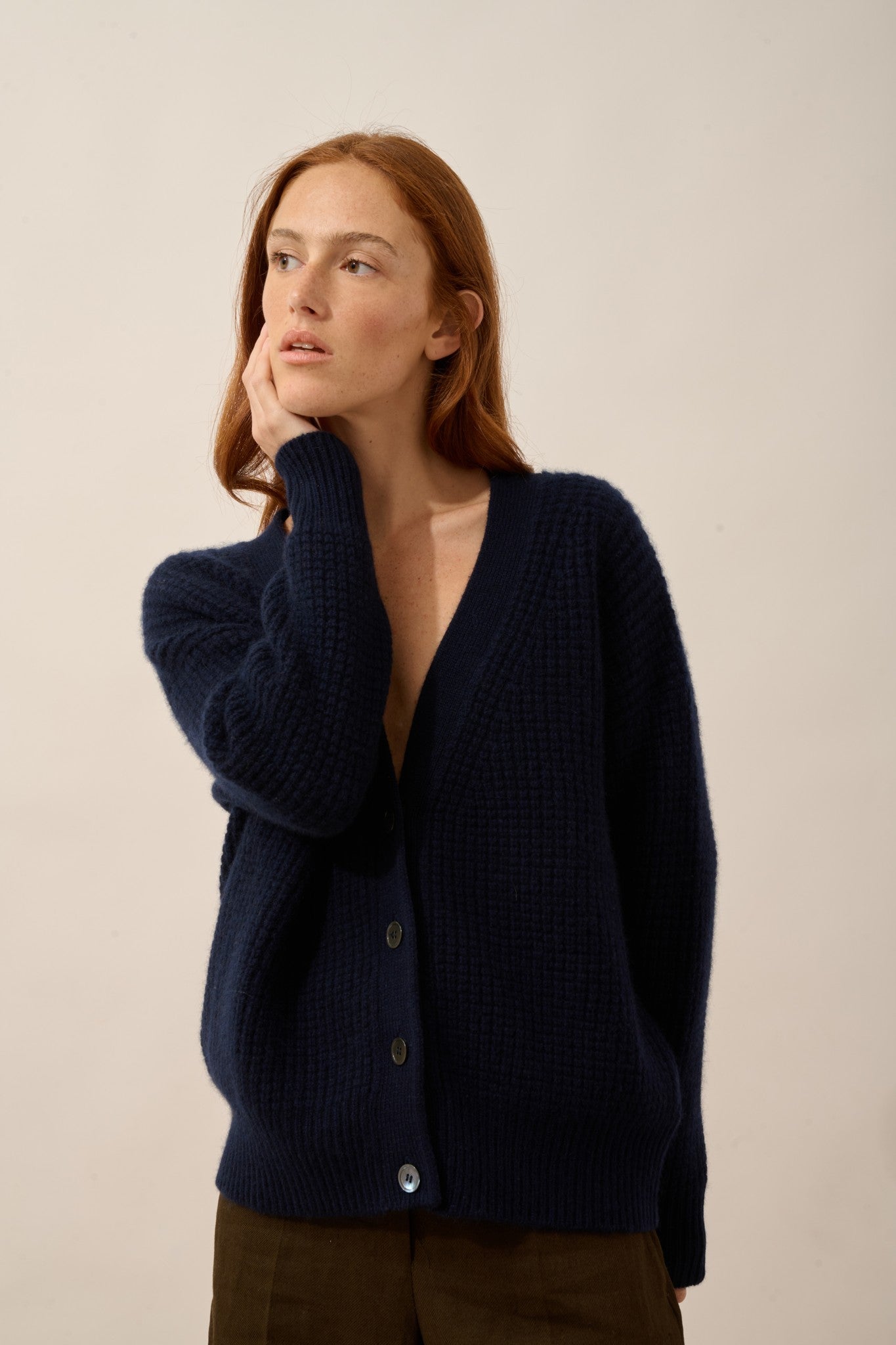 chodrak cardigan col v 8 fils navy