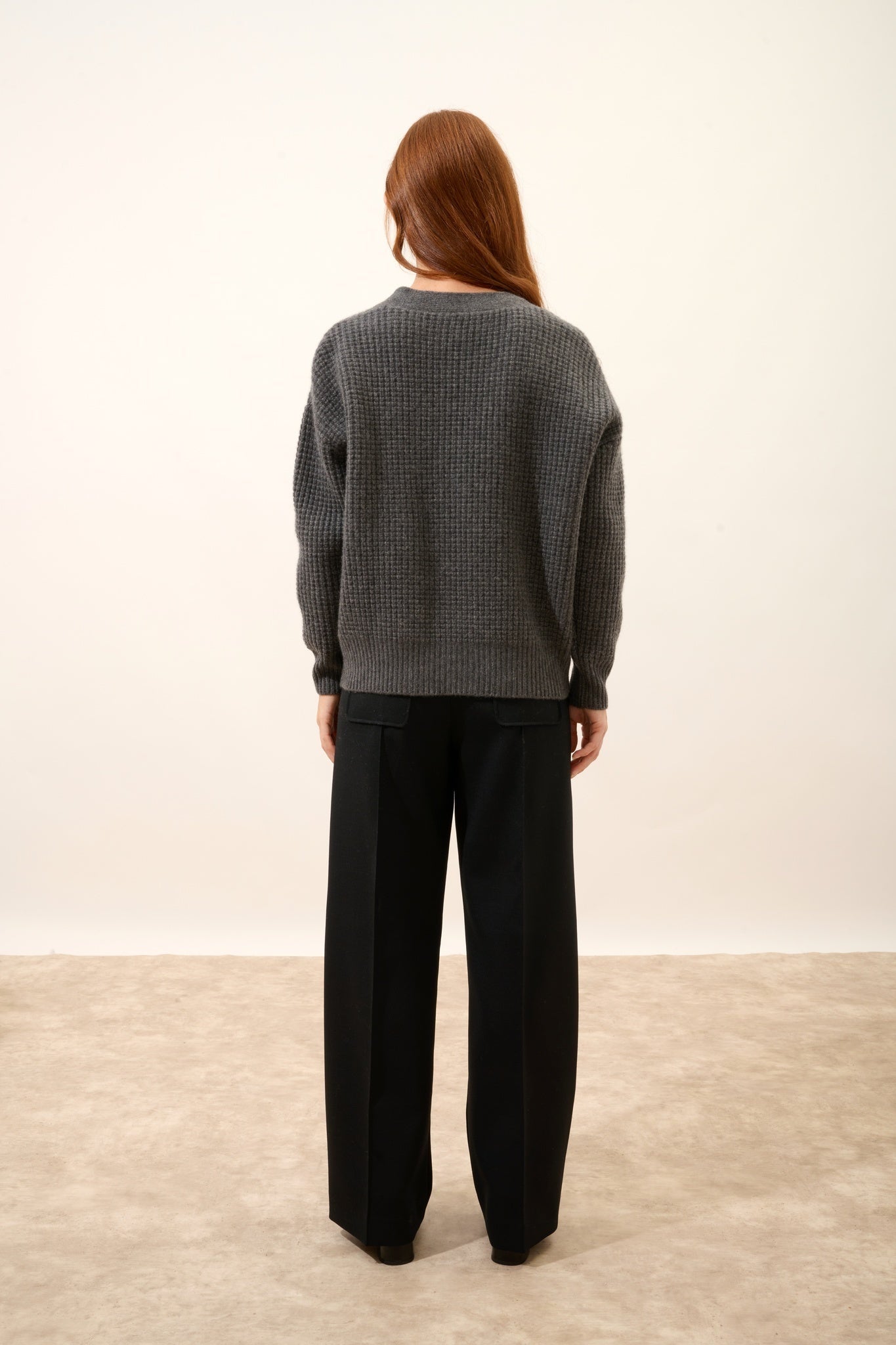 CHODRAK cardigan col v anthracite chiné