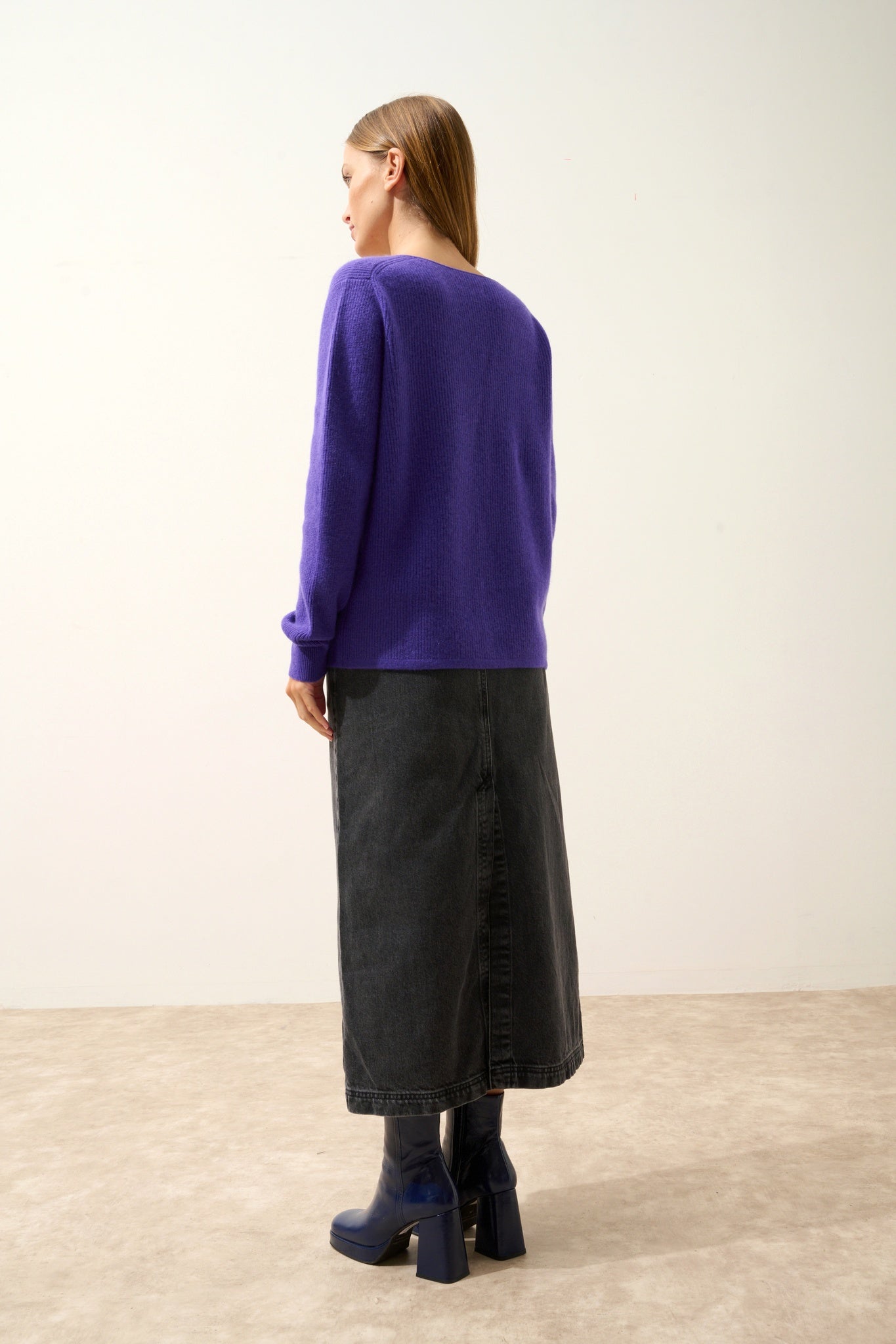 CIELORA pull col v améthyste