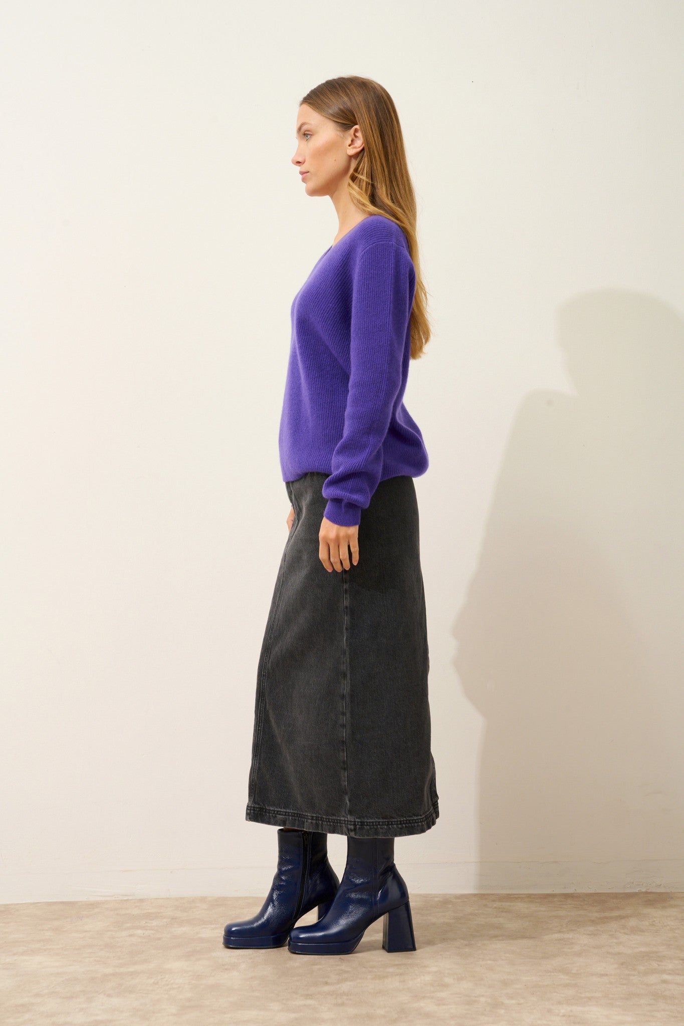 cielora pull col v améthyste 100% cachemire