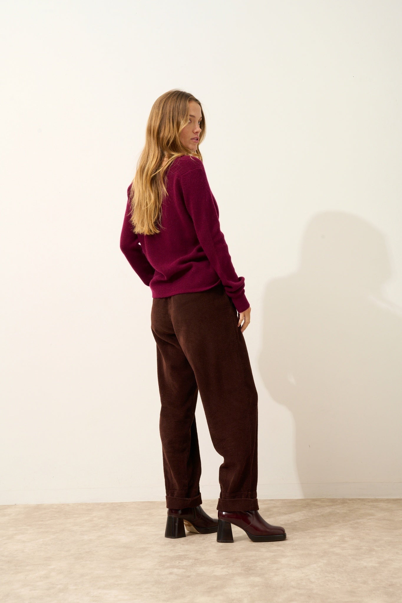 CIELORA pull col v bordeaux