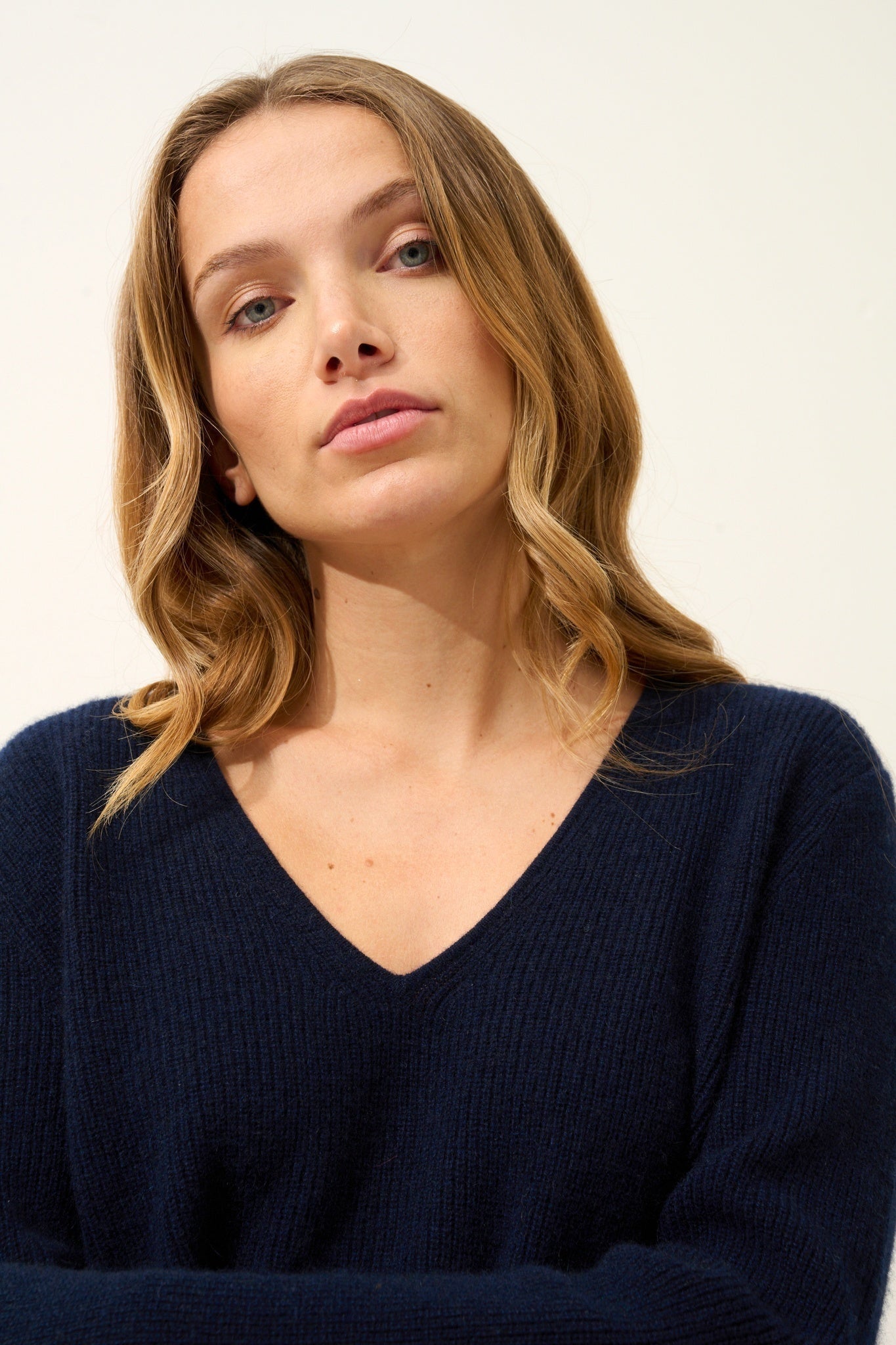 CIELORA pull col v navy