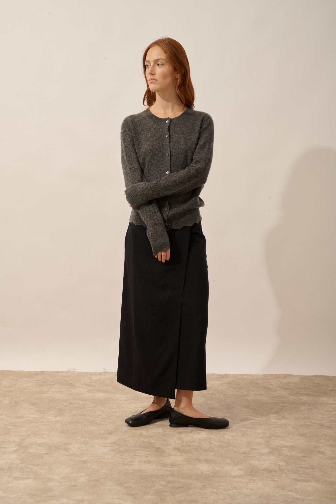 cimba cardigan col rond anthracite chiné