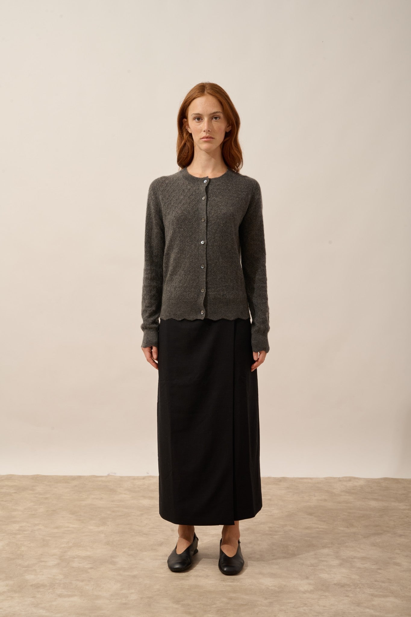 cimba cardigan col rond anthracite chiné