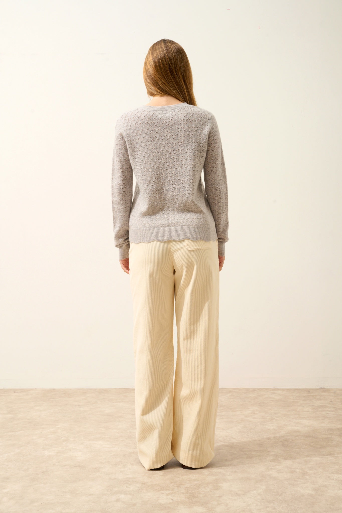 CIMBA cardigan col rond gris clair chiné