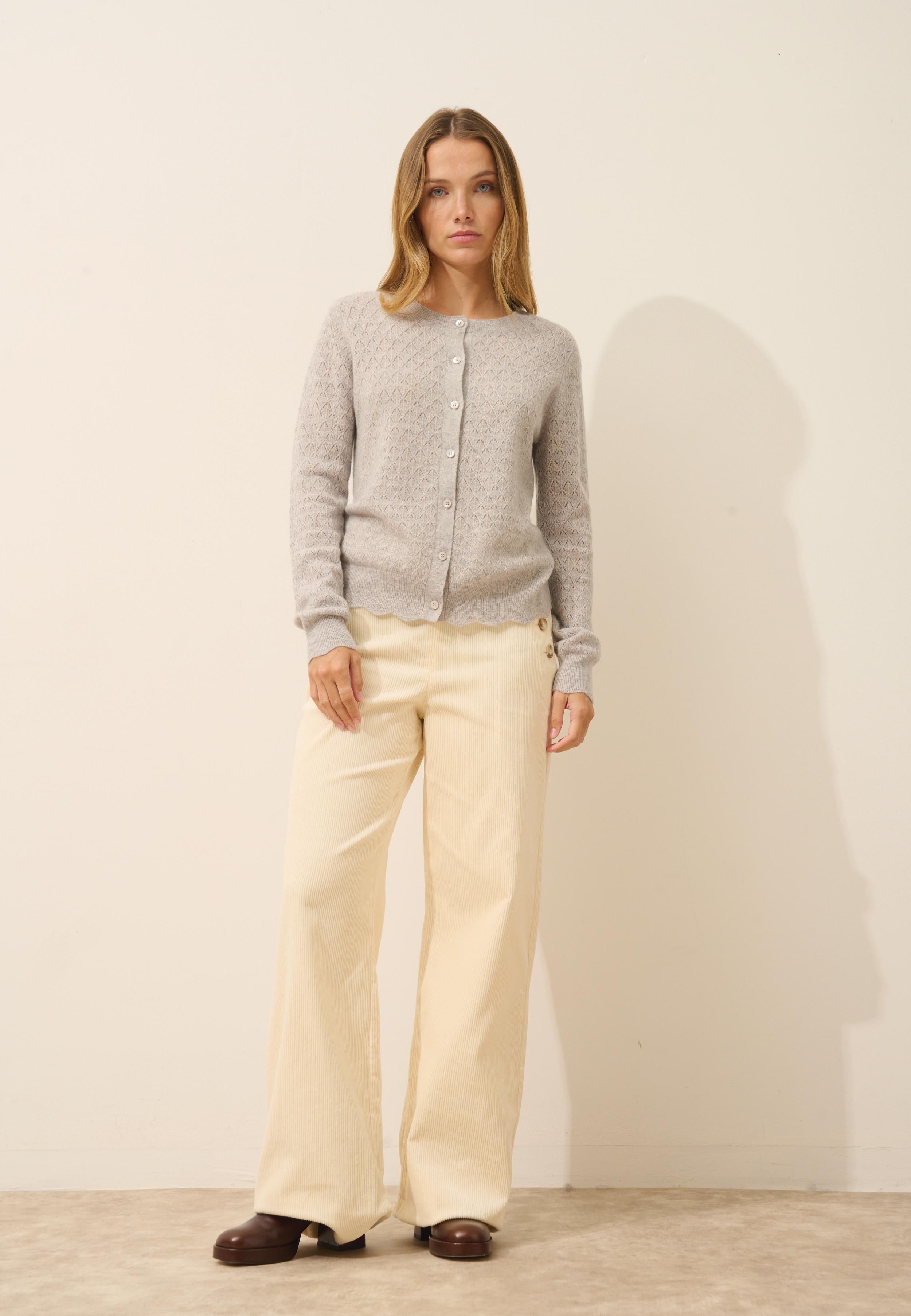 CIMBA cardigan round neck light grey mottled