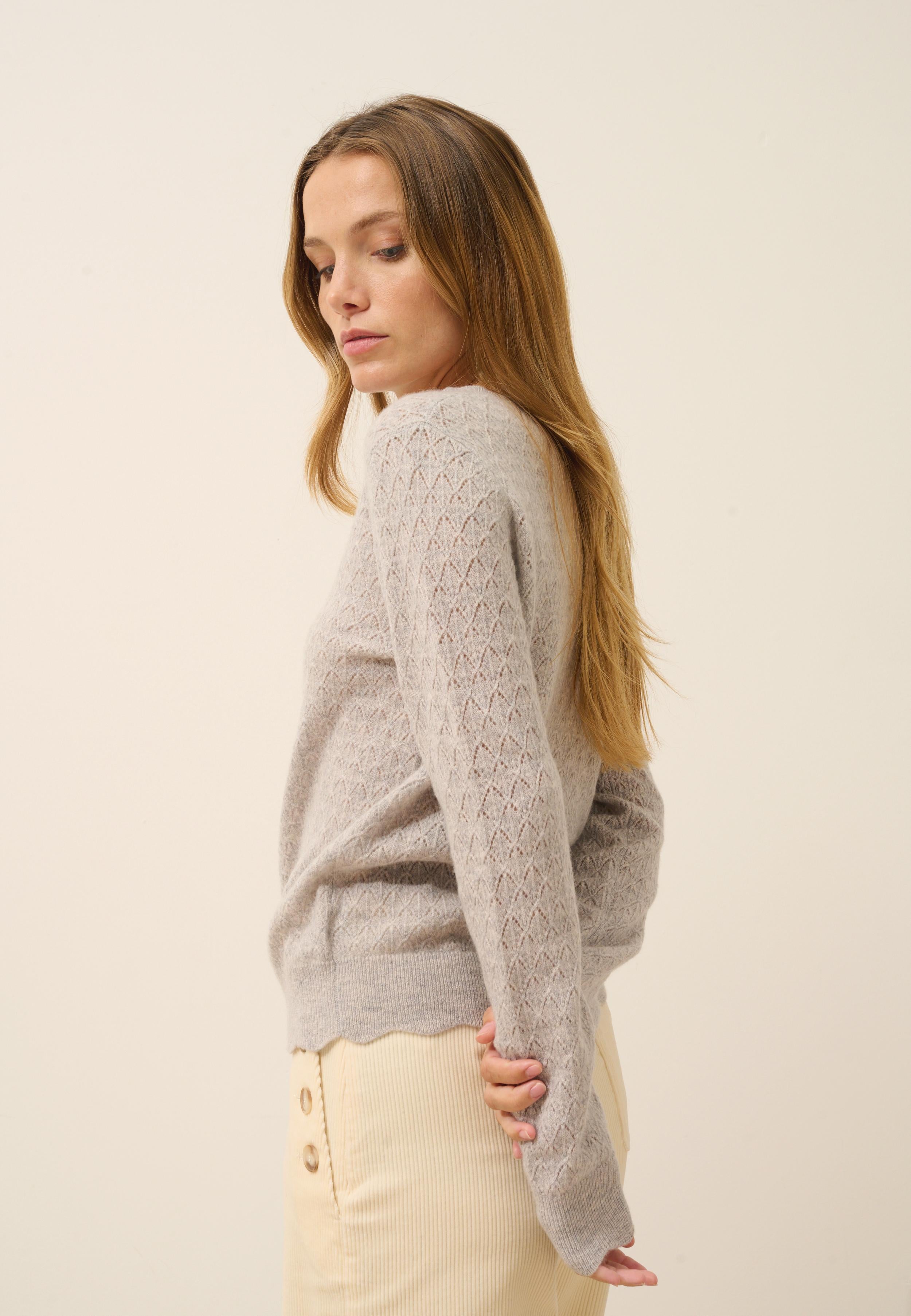 CIMBA cardigan round neck light grey mottled