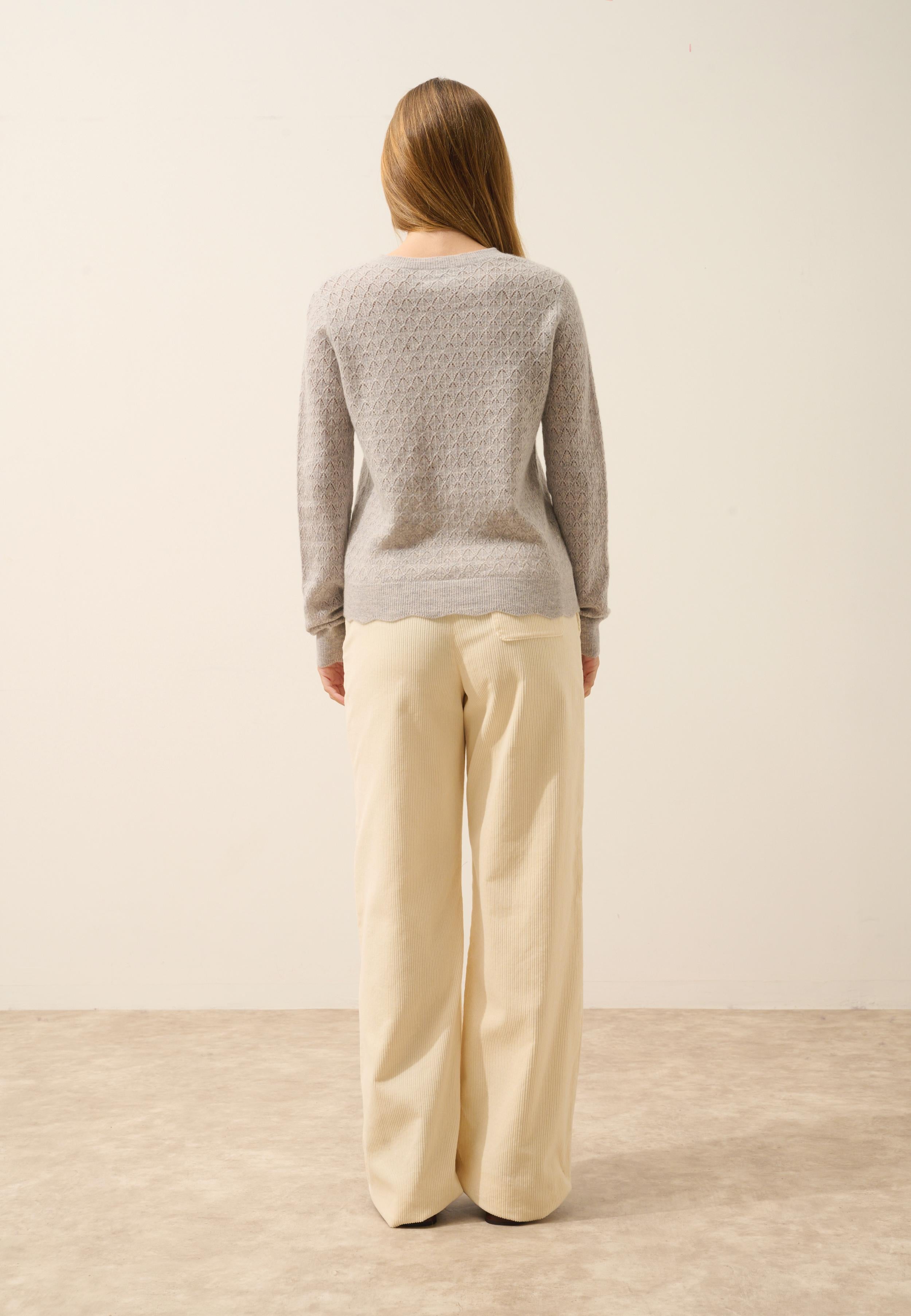 CIMBA cardigan round neck light grey mottled