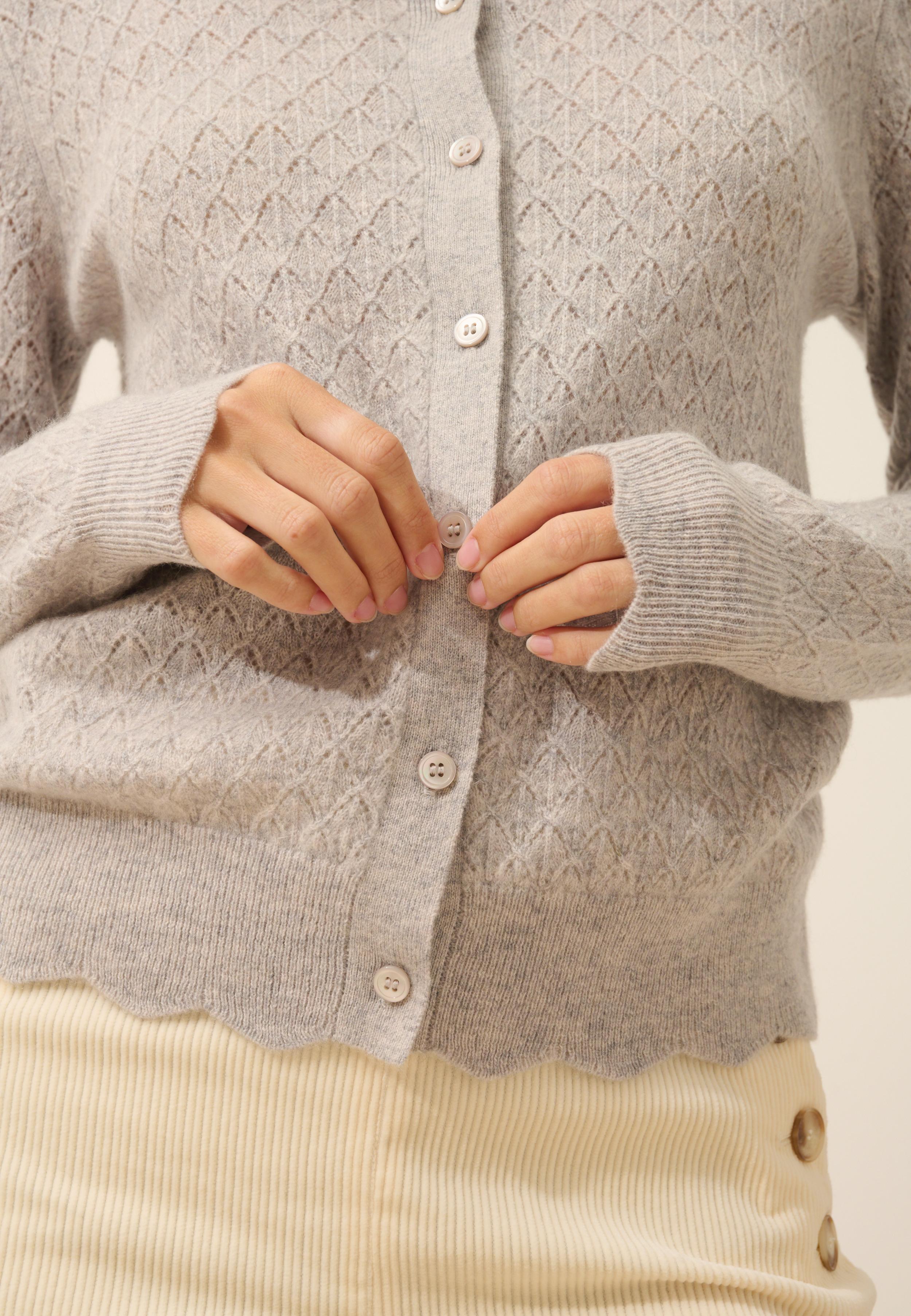 CIMBA cardigan round neck light grey mottled