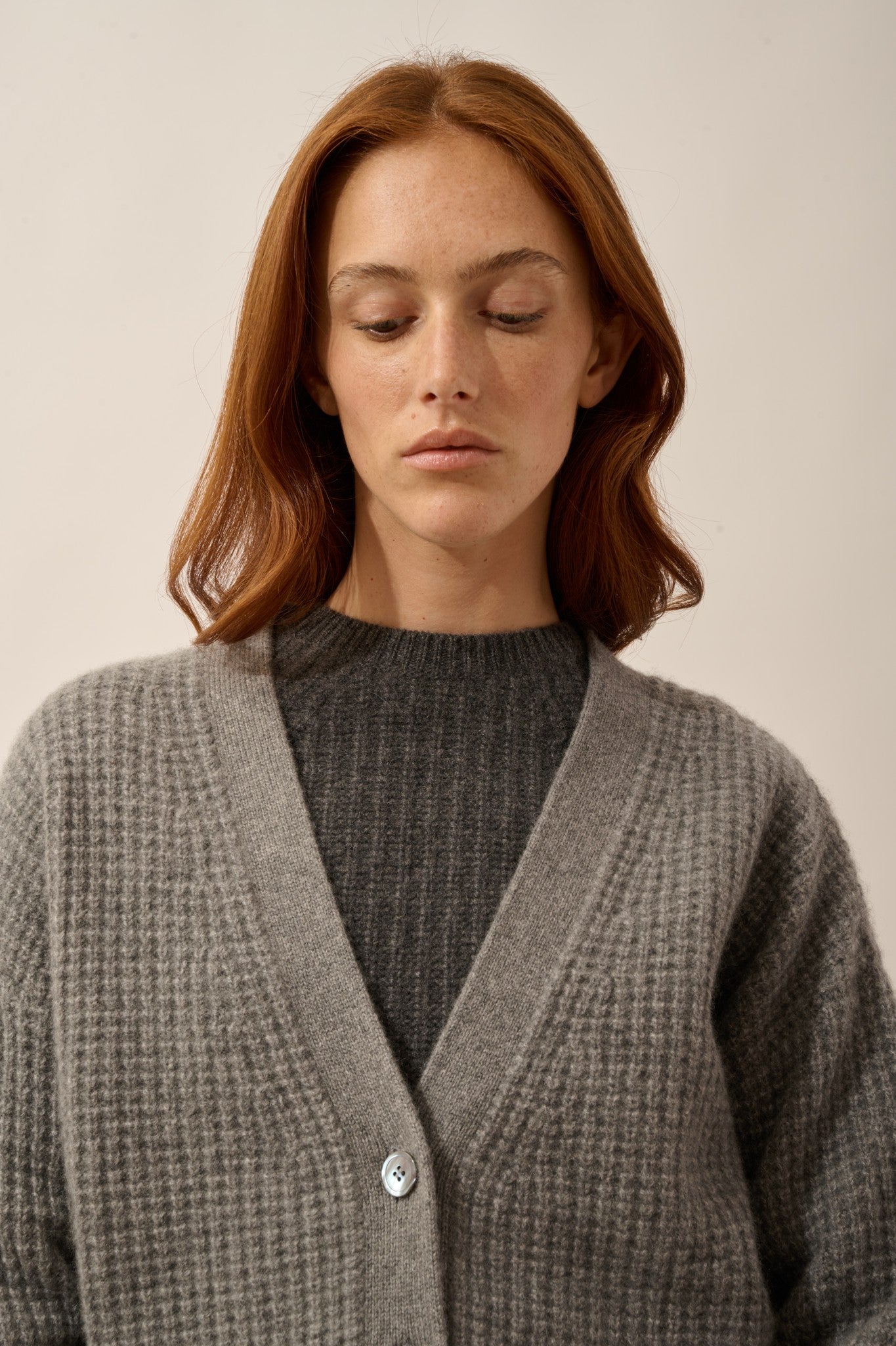 clara cardigan col v 6 fils flanelle chiné