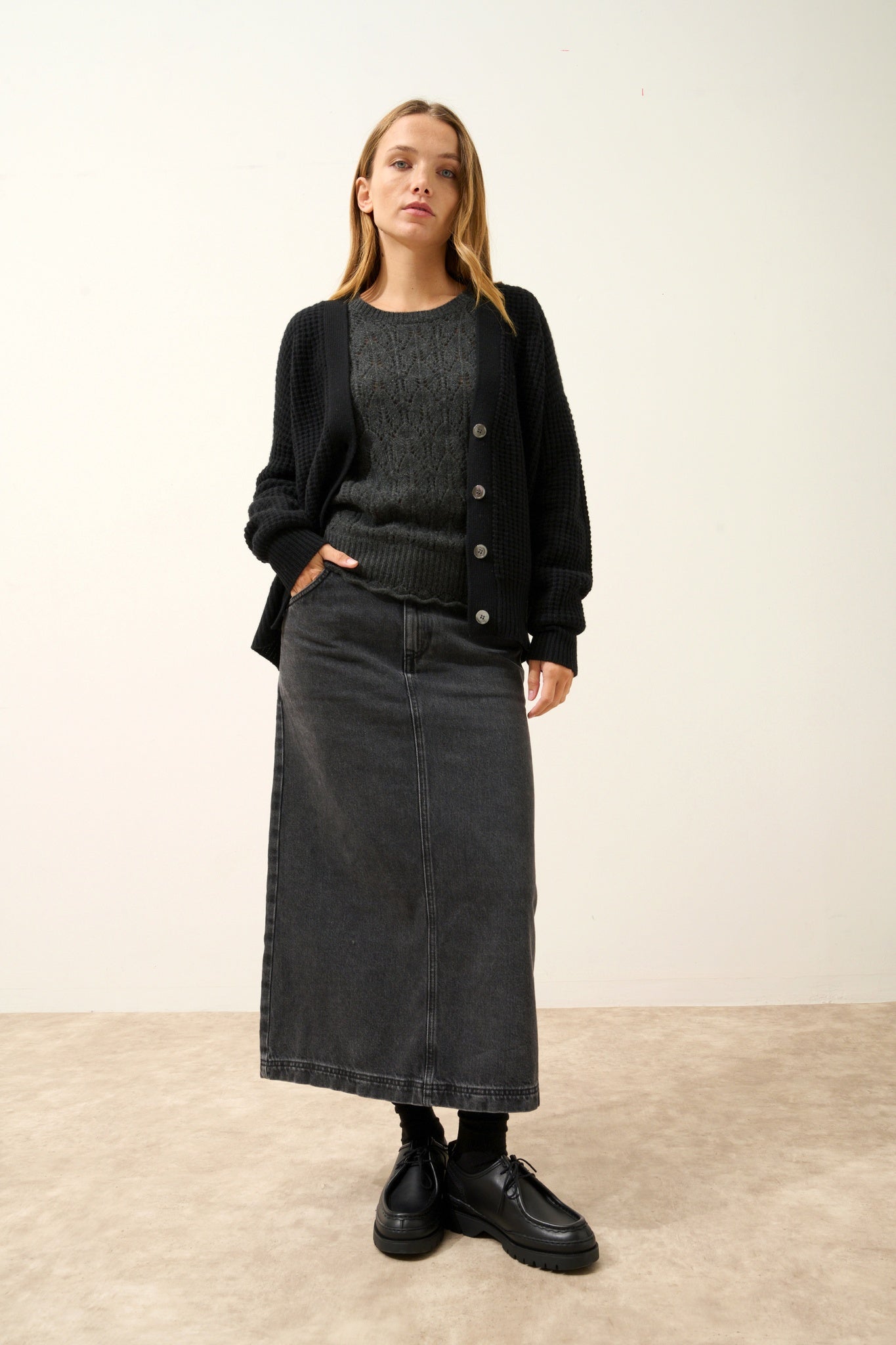 CLARA cardigan col v noir