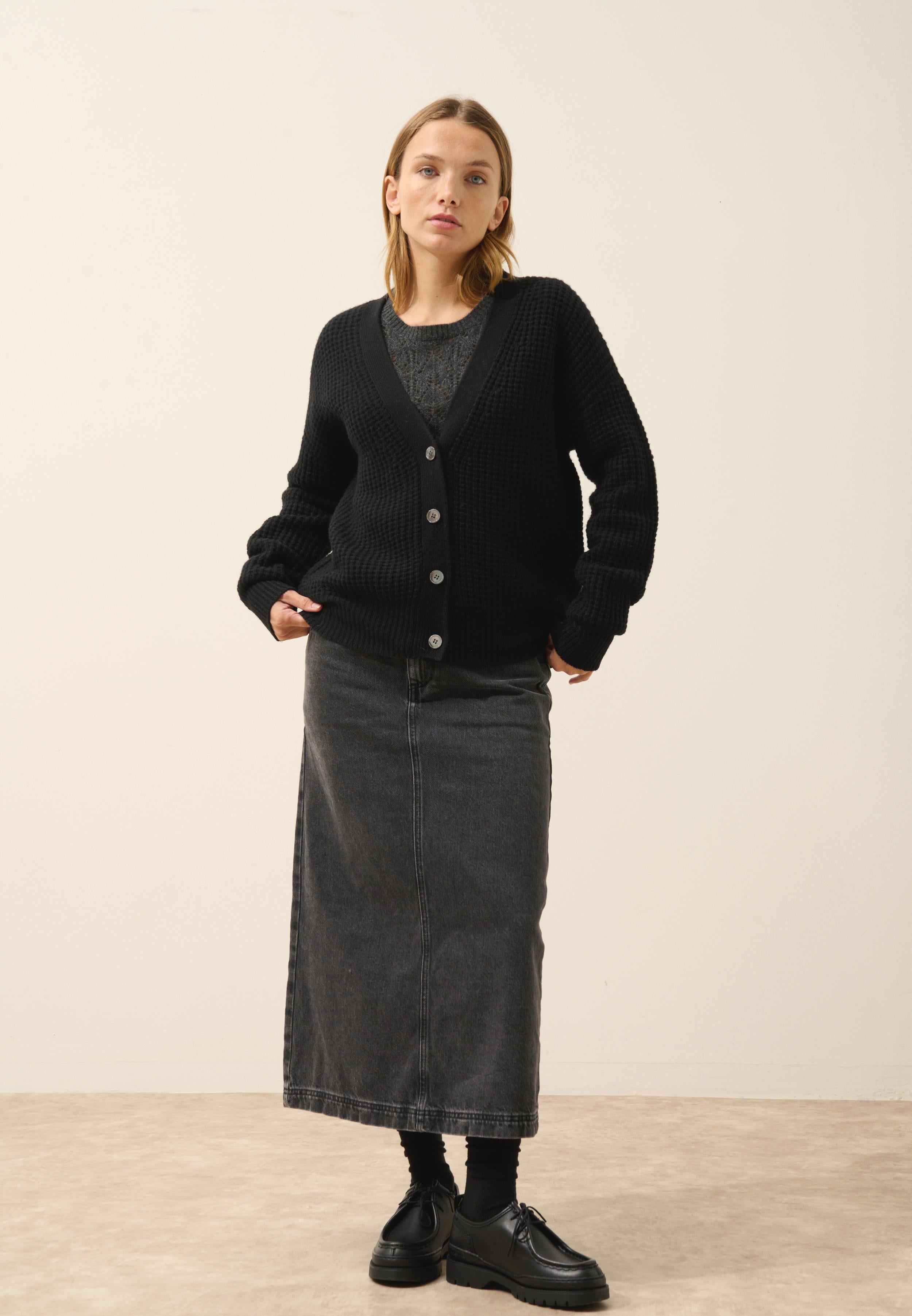 CLARA cardigan col v noir