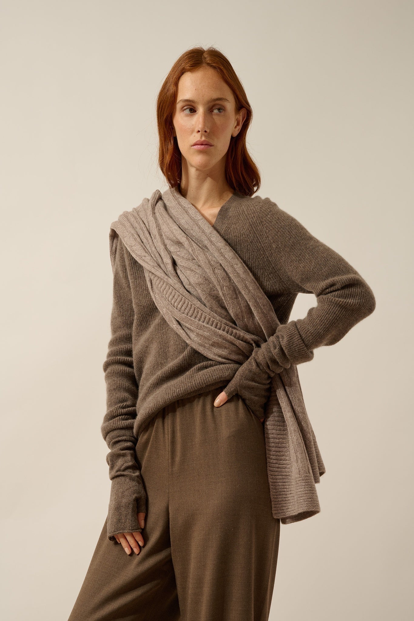 CLARIBEL plaid 4 fils caribou chiné