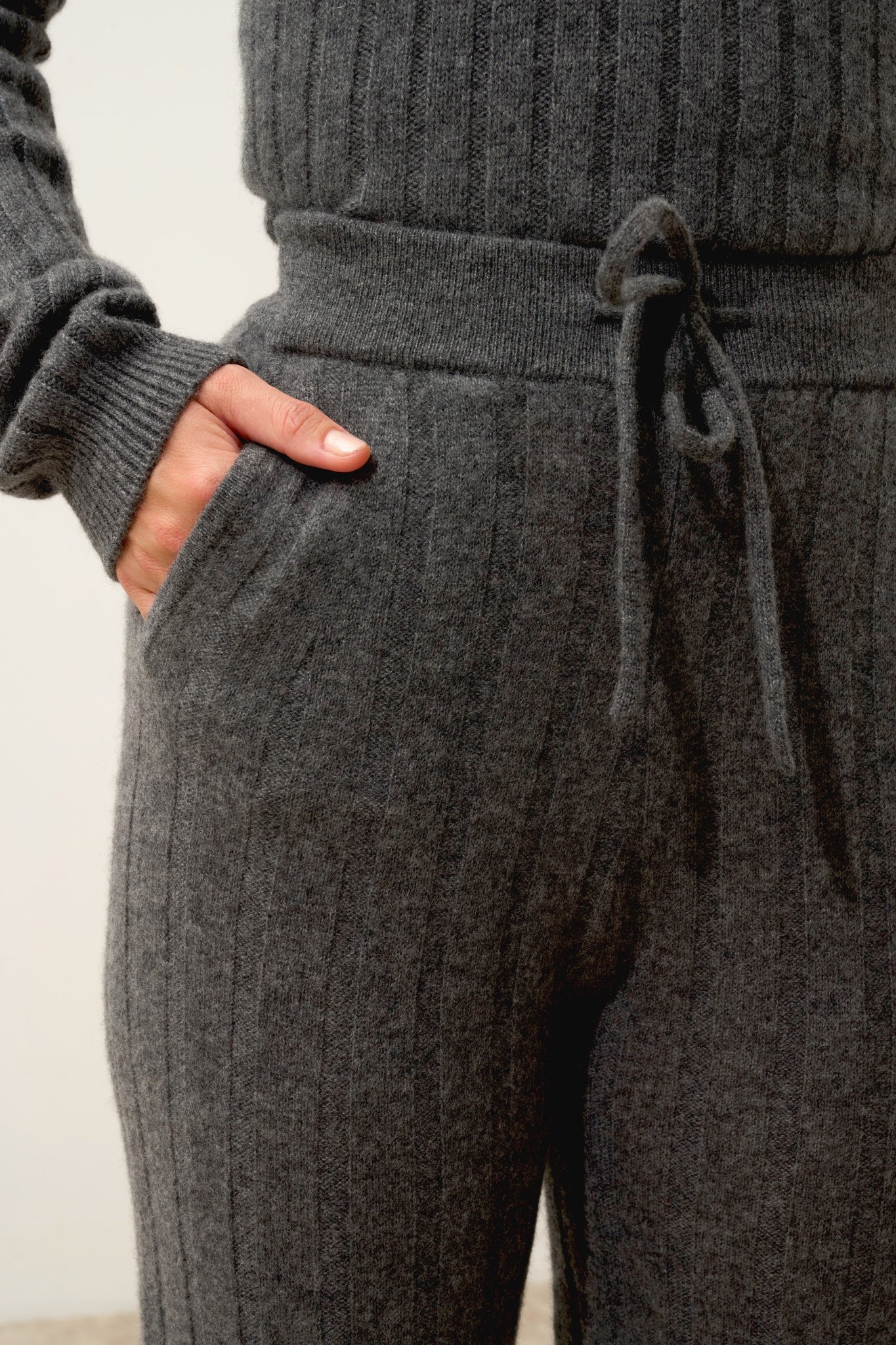 CLARISSA pantalon évasé anthracite chiné