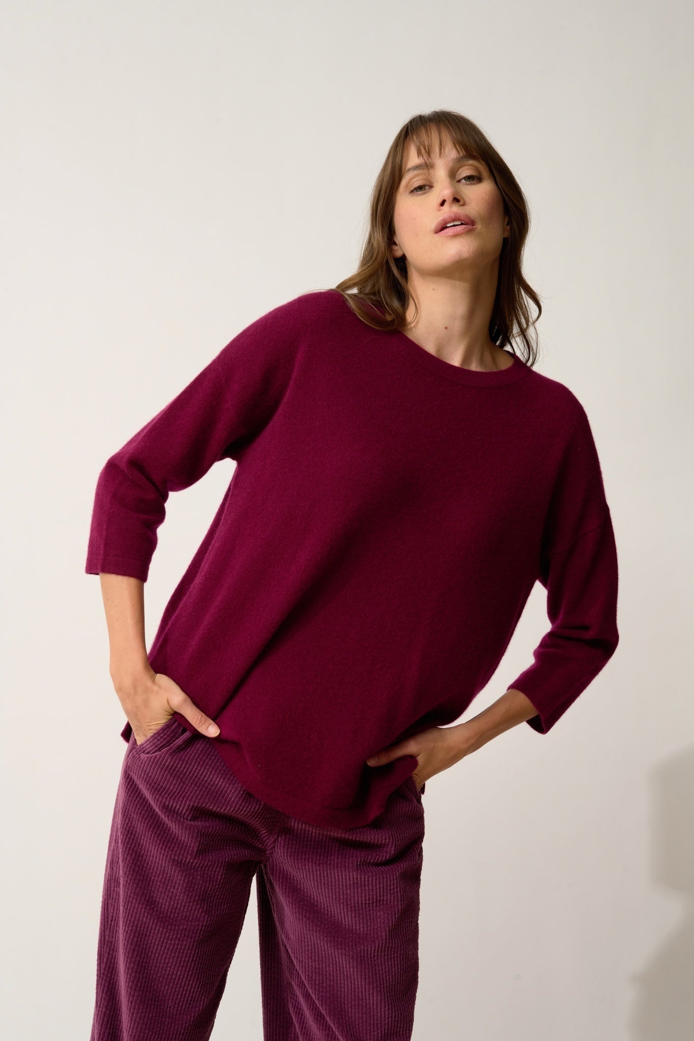 CLATT pull col rond bordeaux