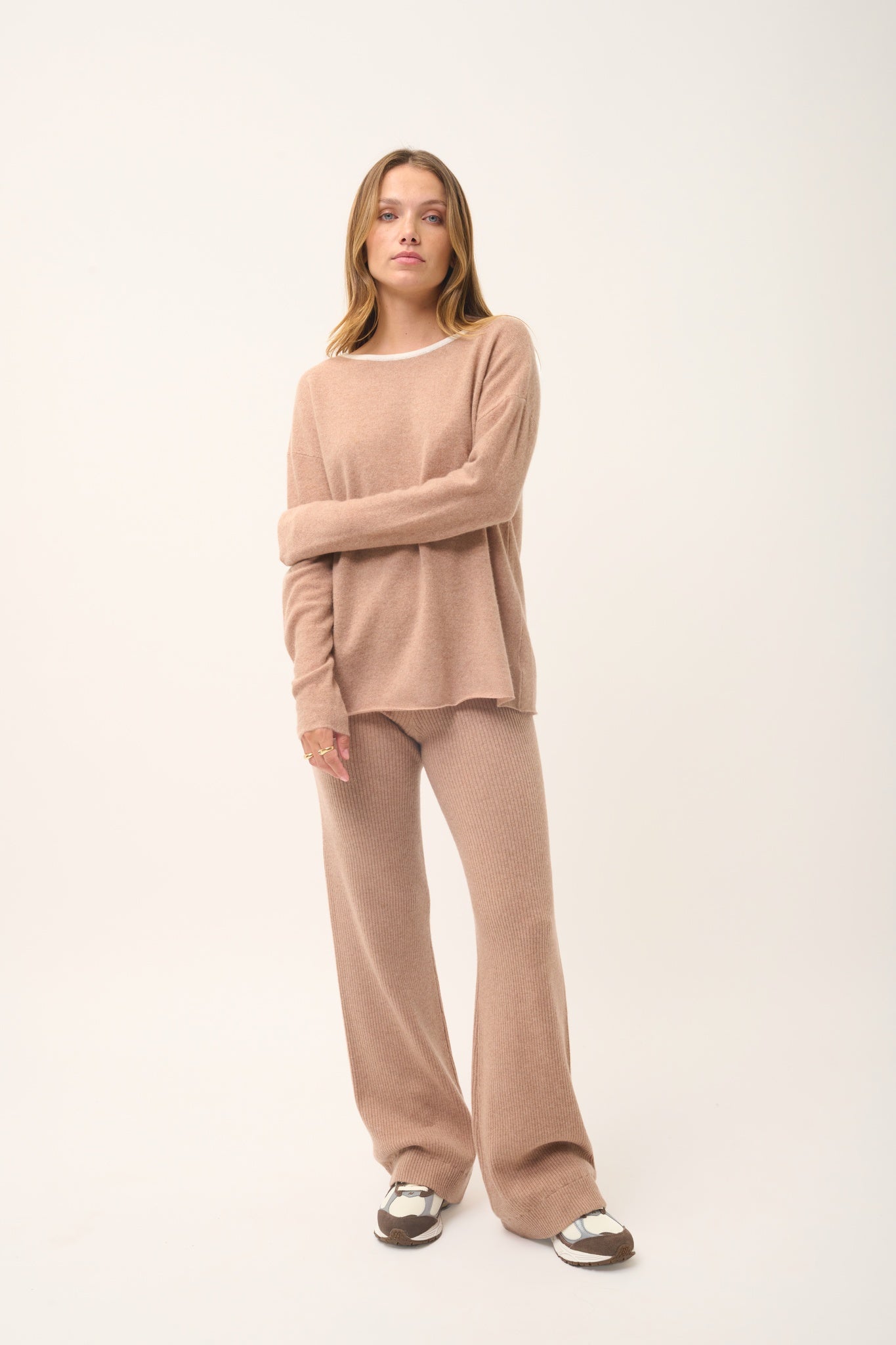 CLOLA pull col rond camel chiné