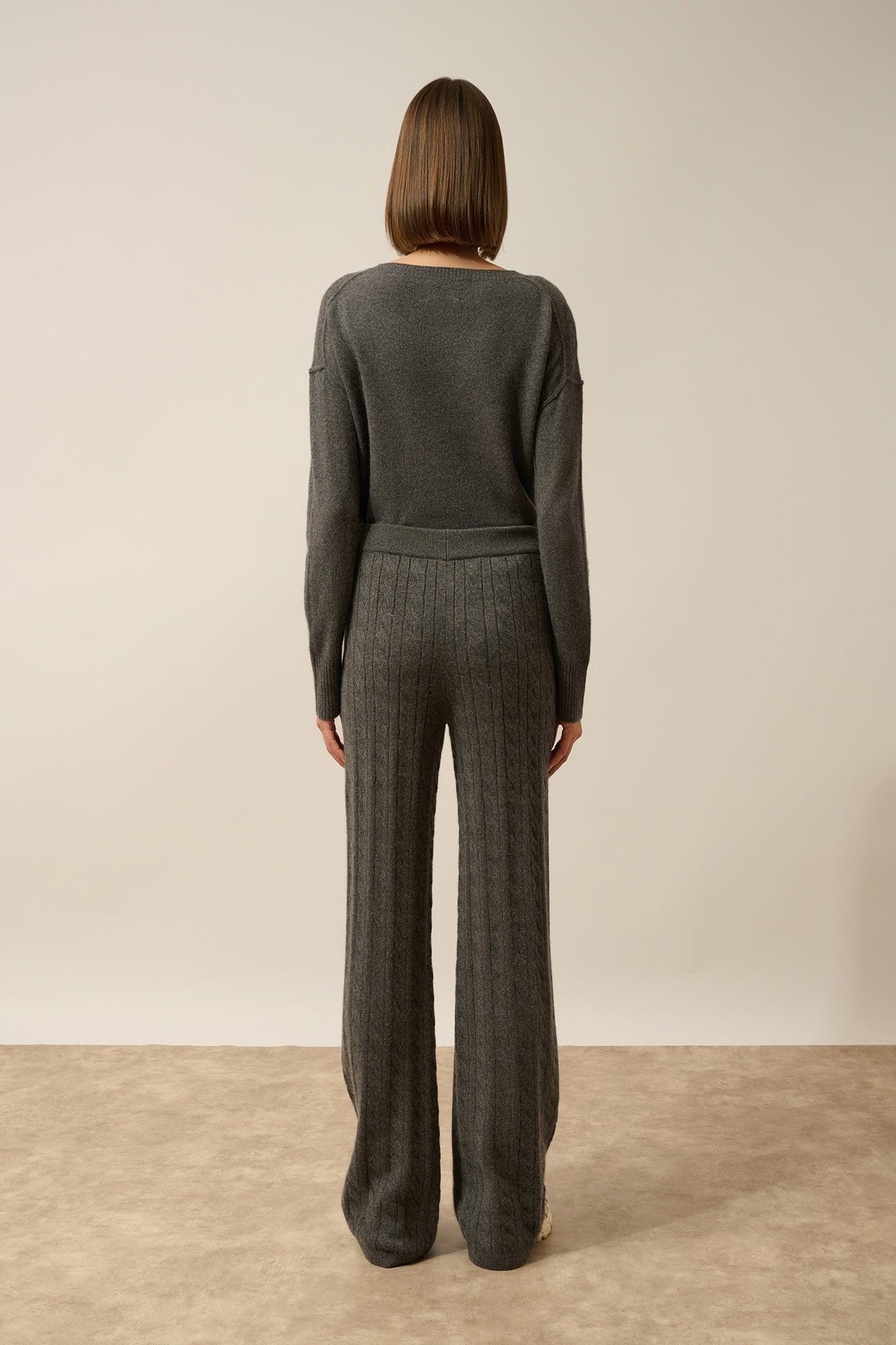 COLETTE wide-leg pants, 4-thread anthracite heather