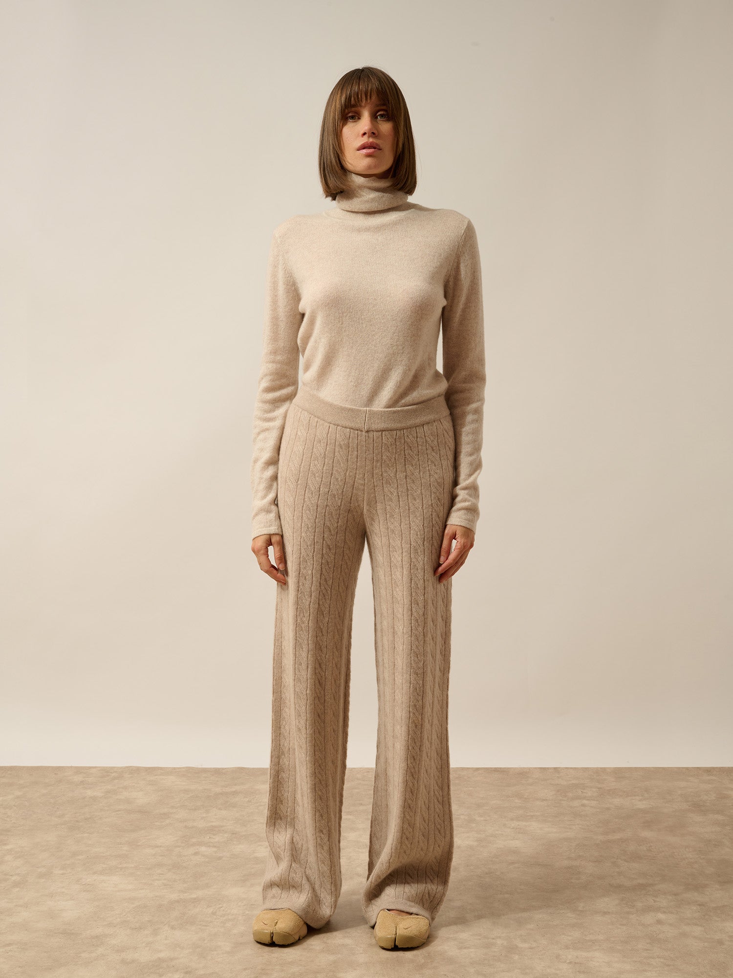 COLETTE wide-leg pants in light camel heather