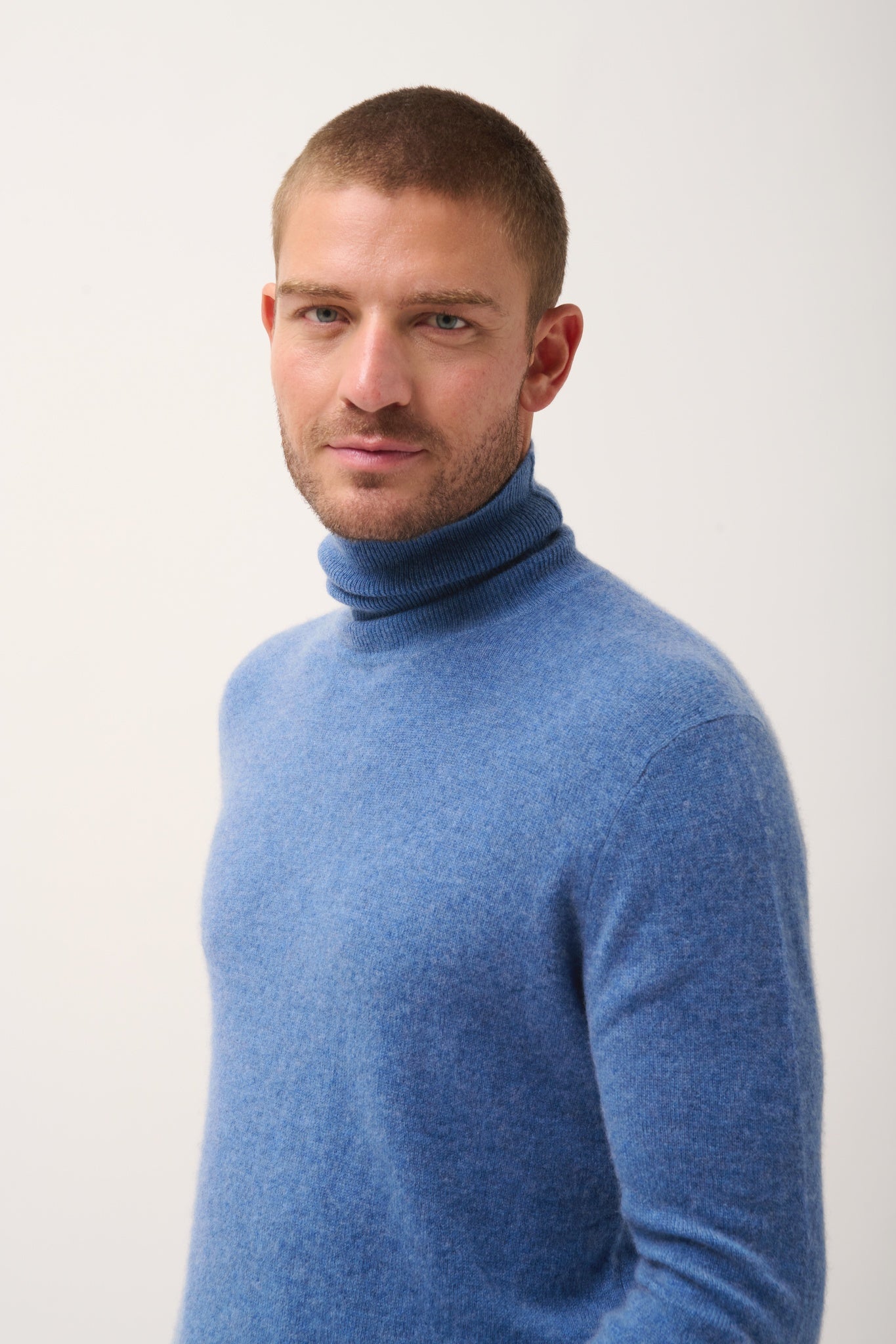 CONNOR denim blue turtleneck sweater