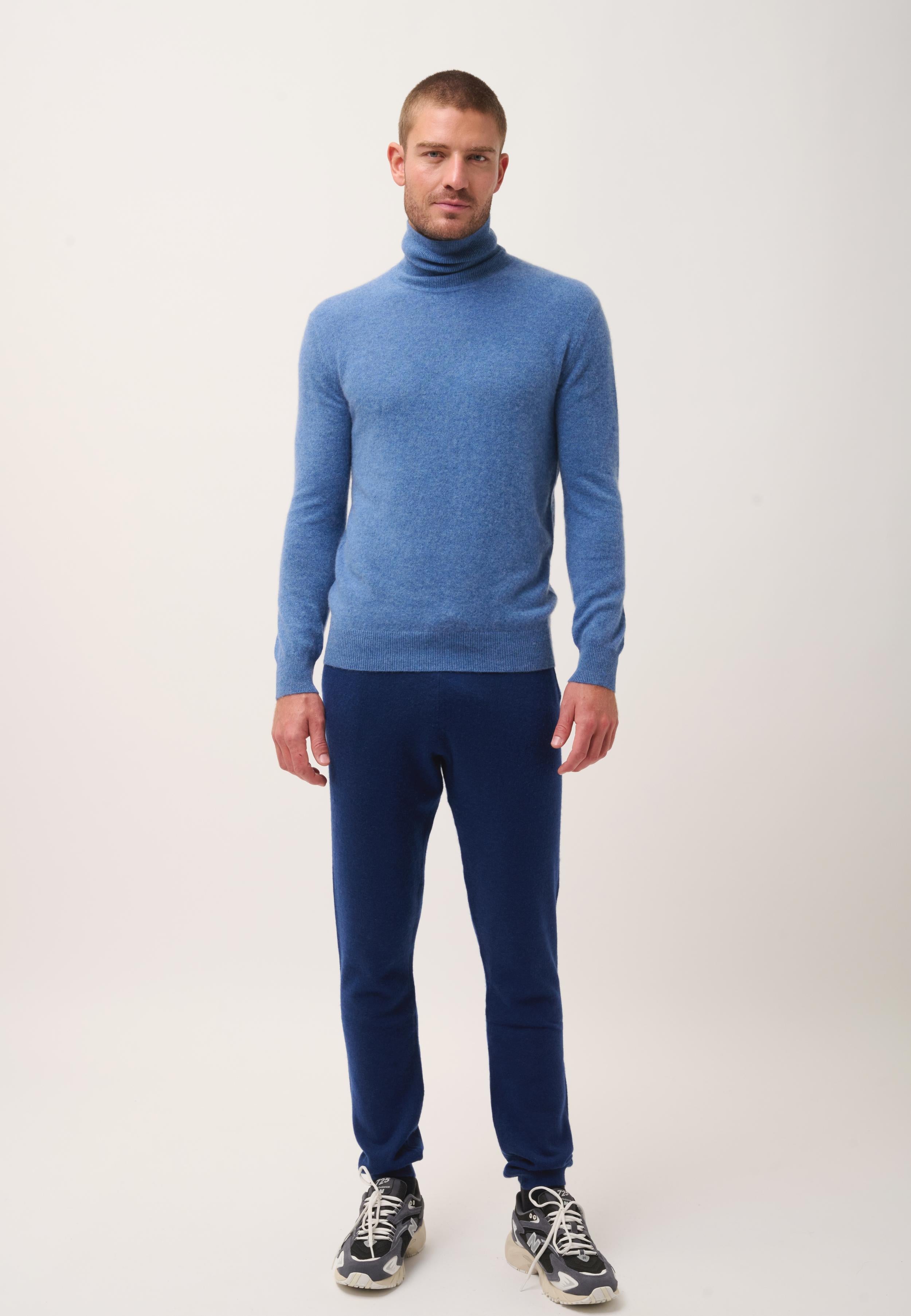 CONNOR pull col roulé bleu denim