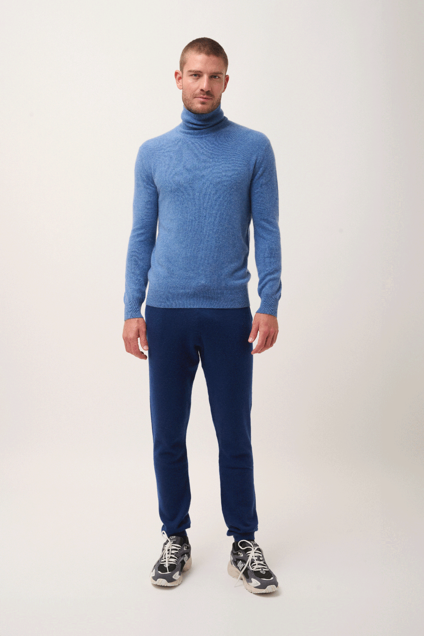 CONNOR pull col roulé bleu denim
