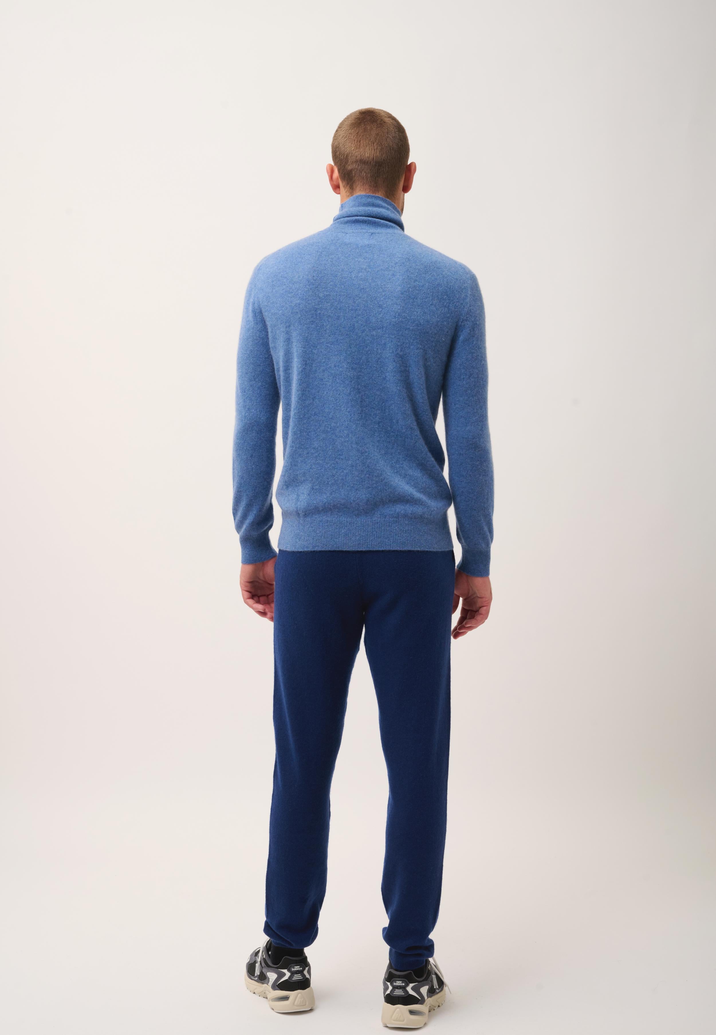 CONNOR pull col roulé bleu denim