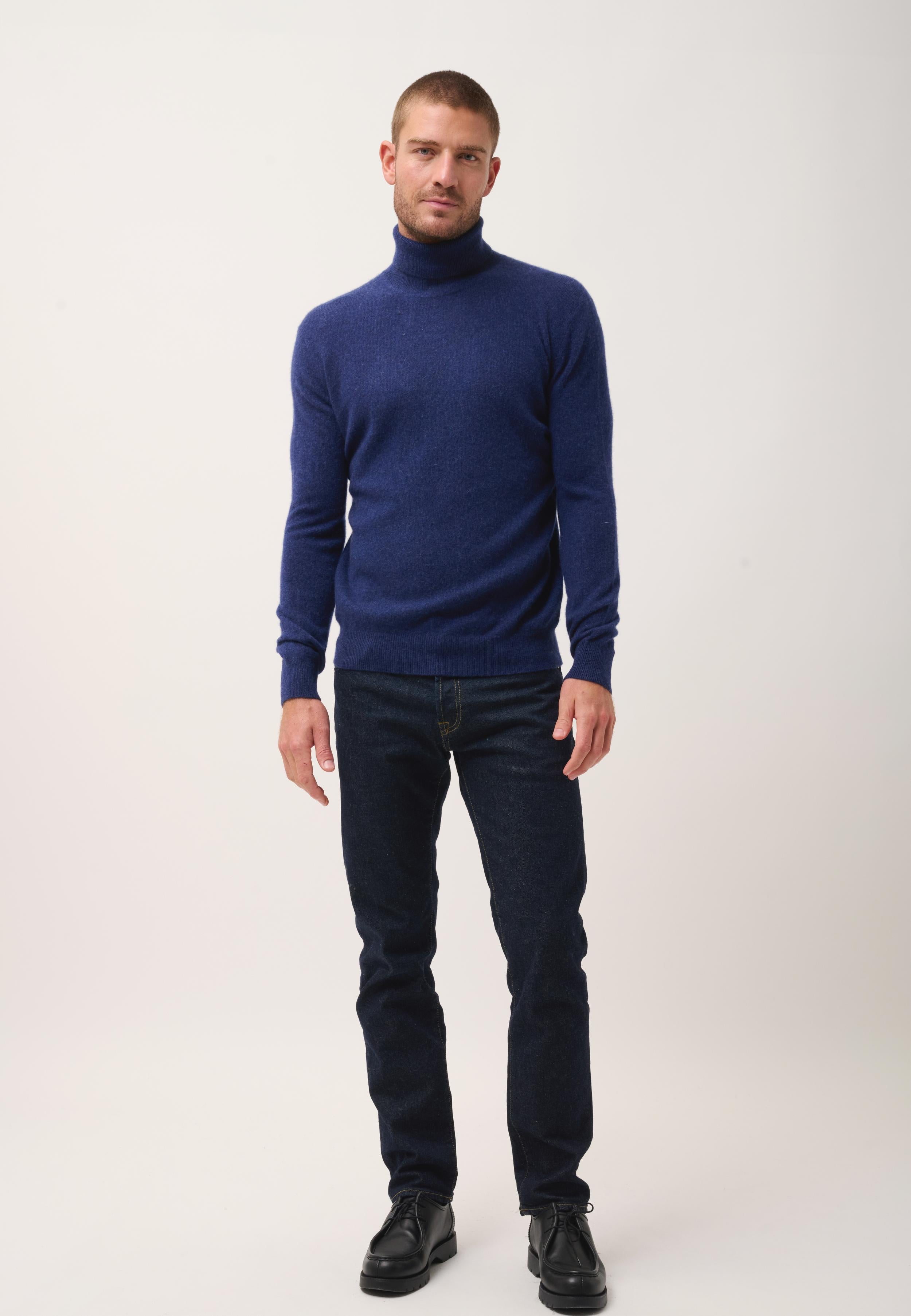 CONNOR pull col roulé bleu nuit
