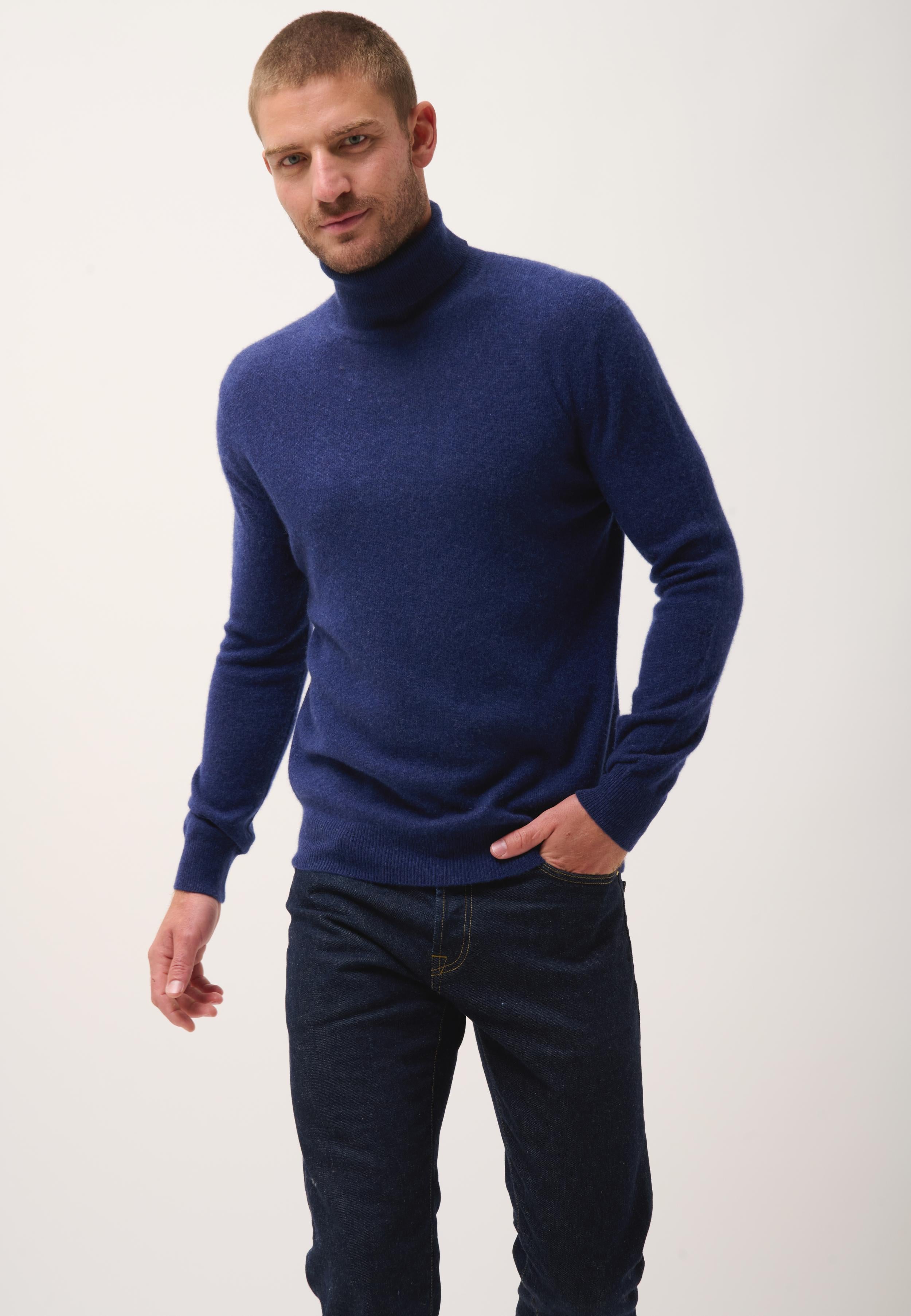 CONNOR pull col roulé bleu nuit