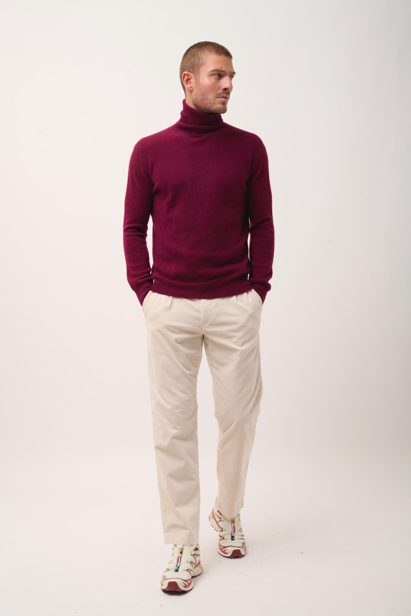 CONNOR pull col roulé bordeaux