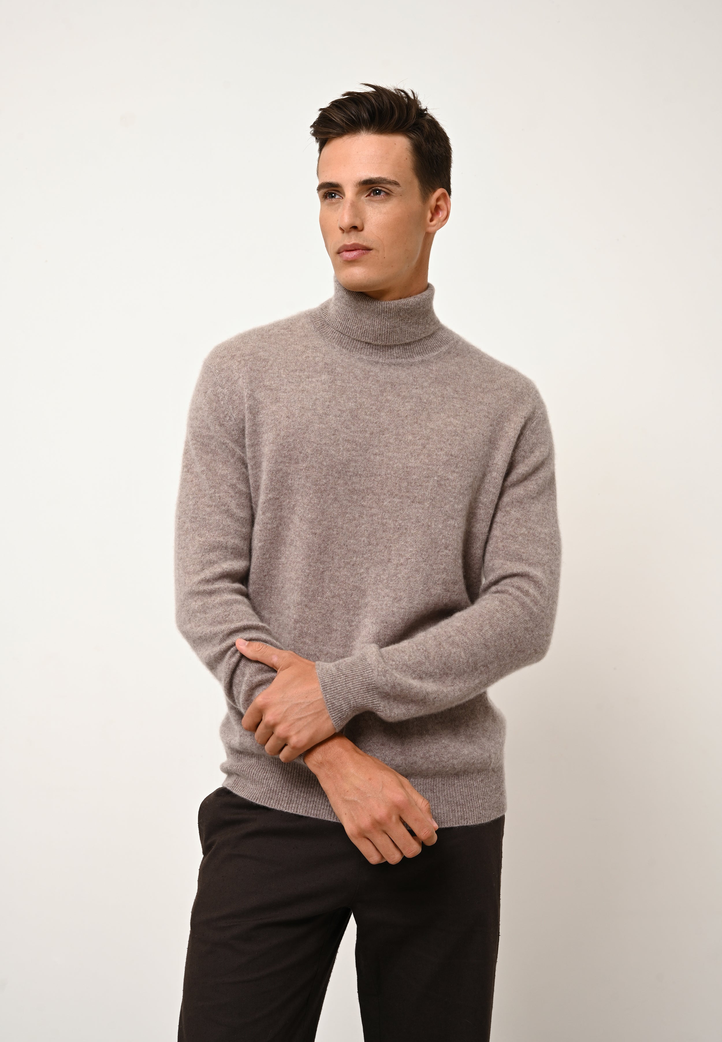 CONNOR heathered caribou turtleneck sweater