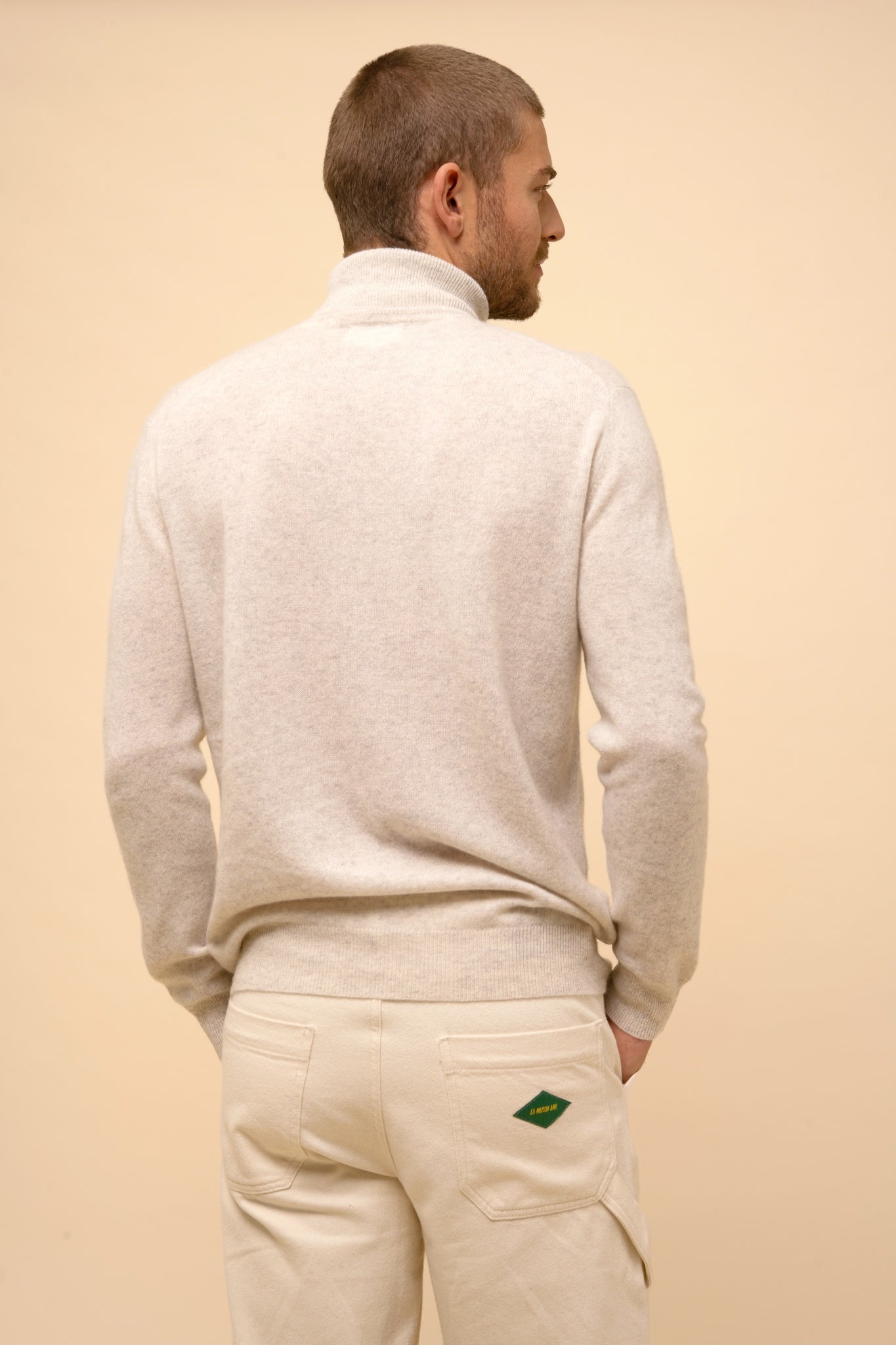 CONNOR pull col roulé gris perle chiné