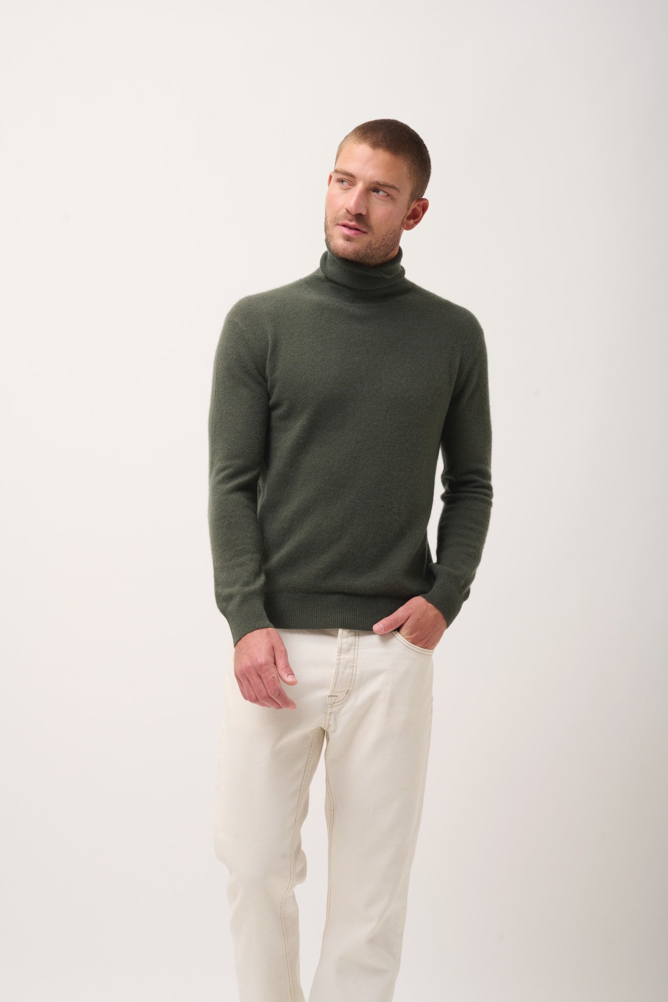CONNOR khaki turtleneck sweater