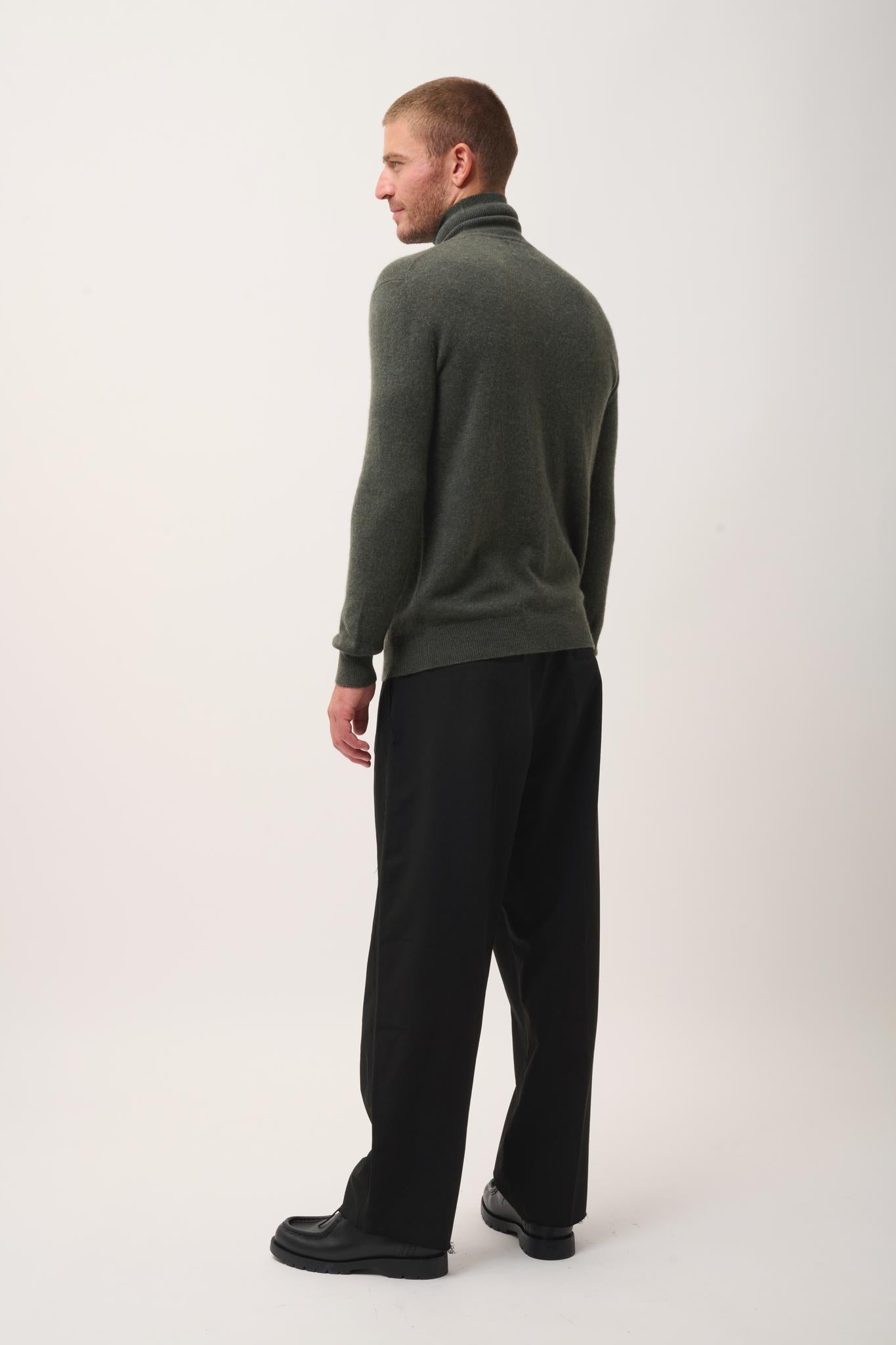 CONNOR pull col roulé kaki chiné