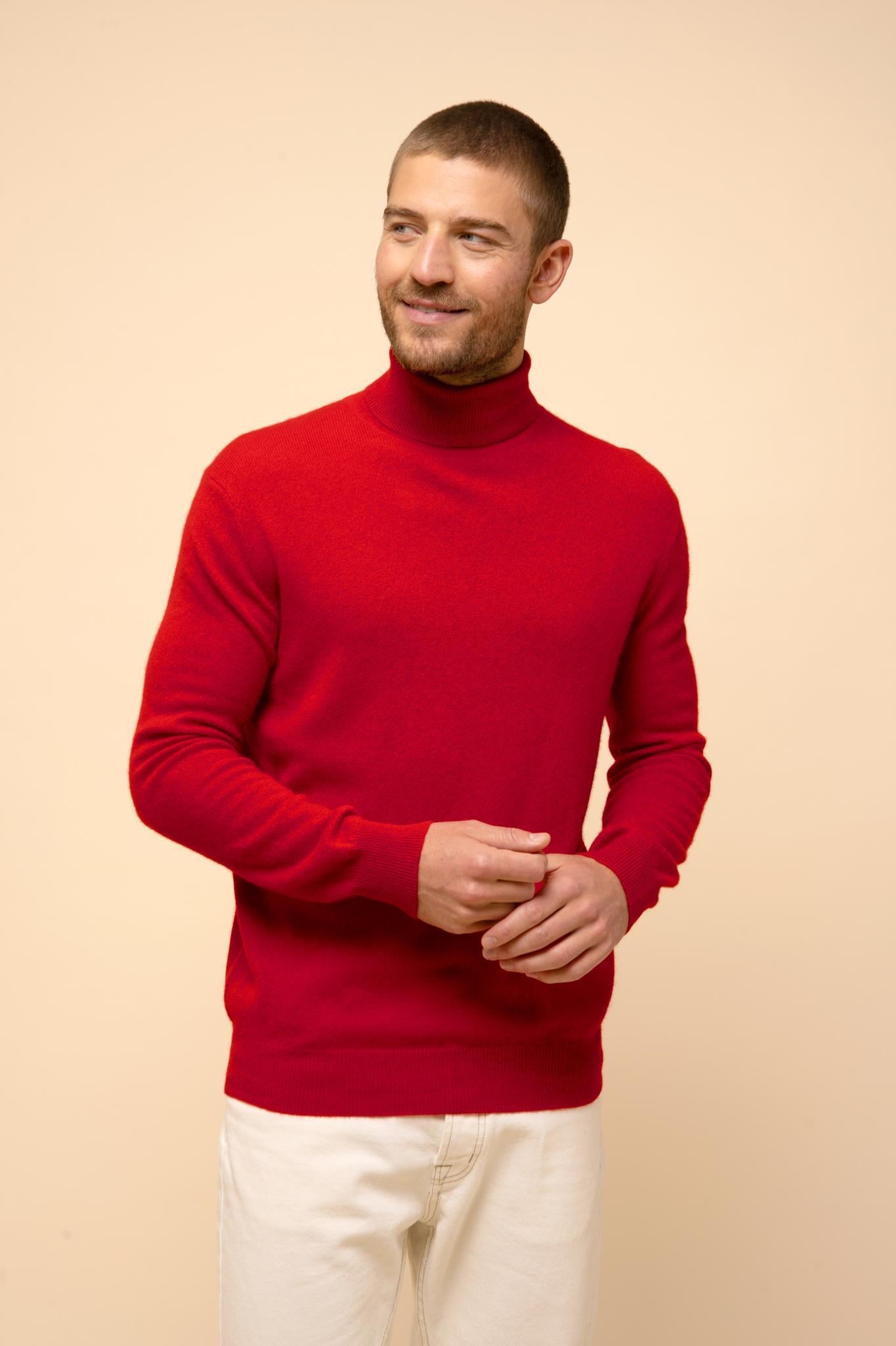 CONNOR pull col roulé rouge