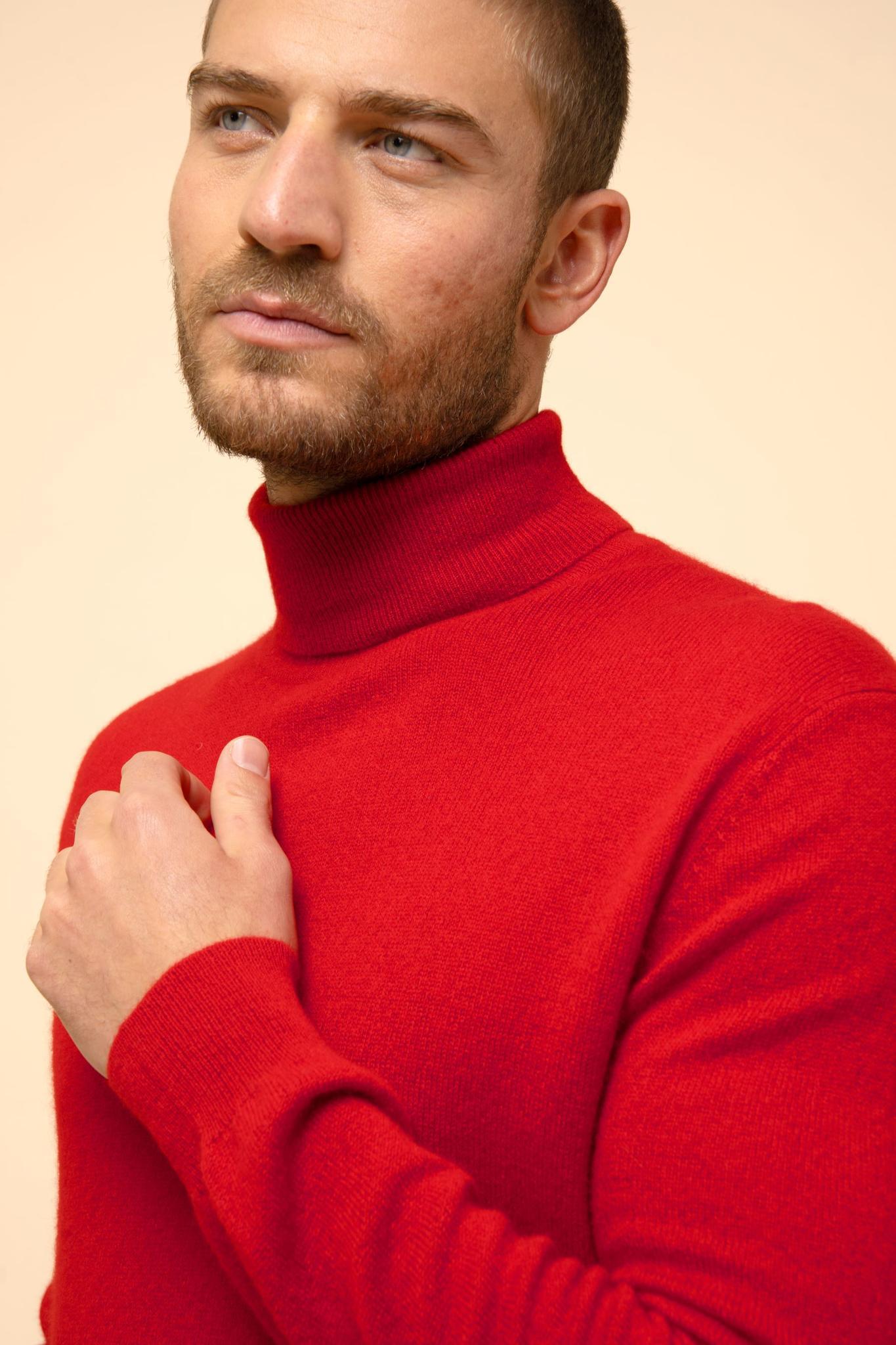 CONNOR pull col roulé rouge