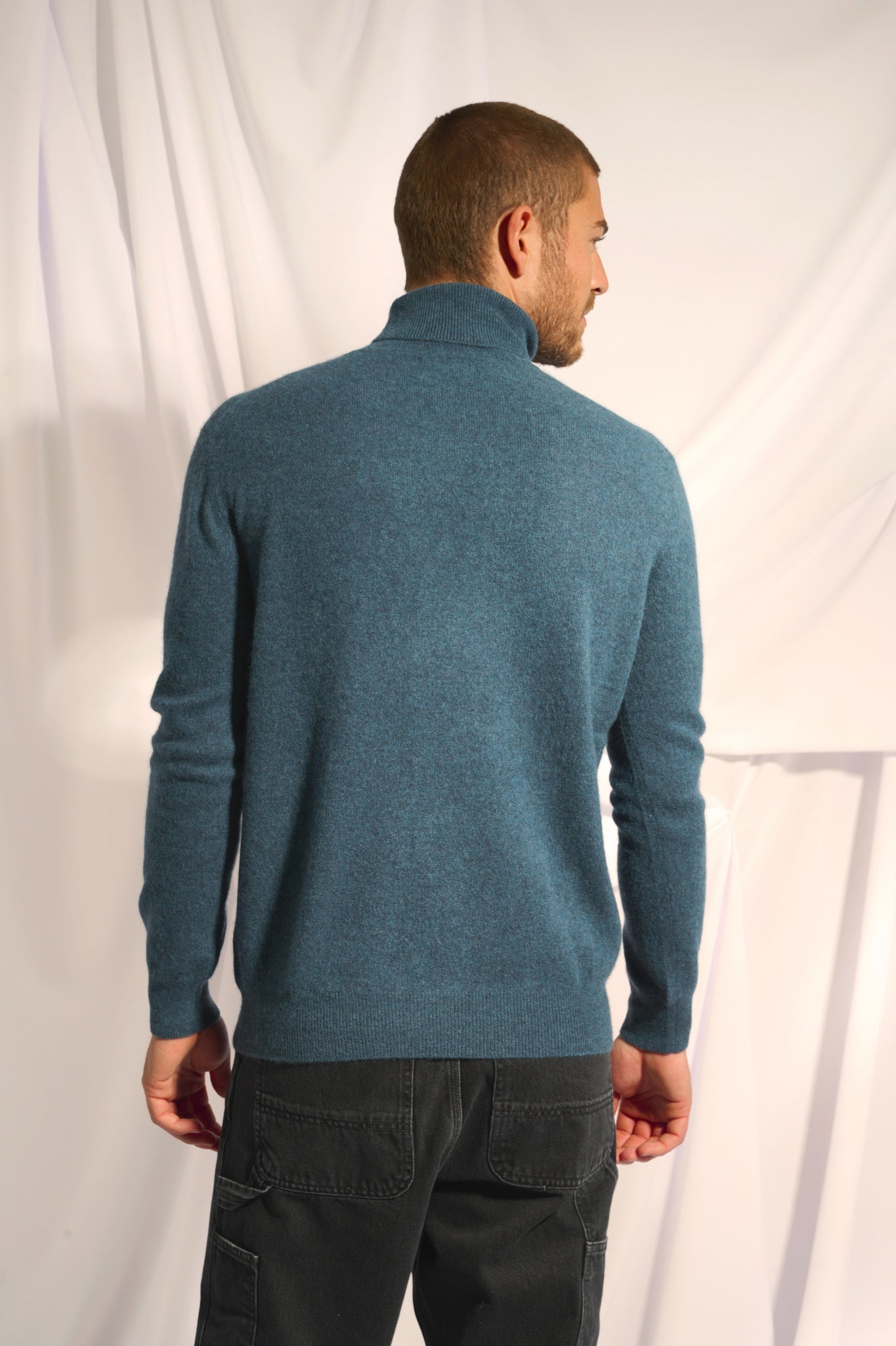 CONNOR mottled duck green turtleneck sweater