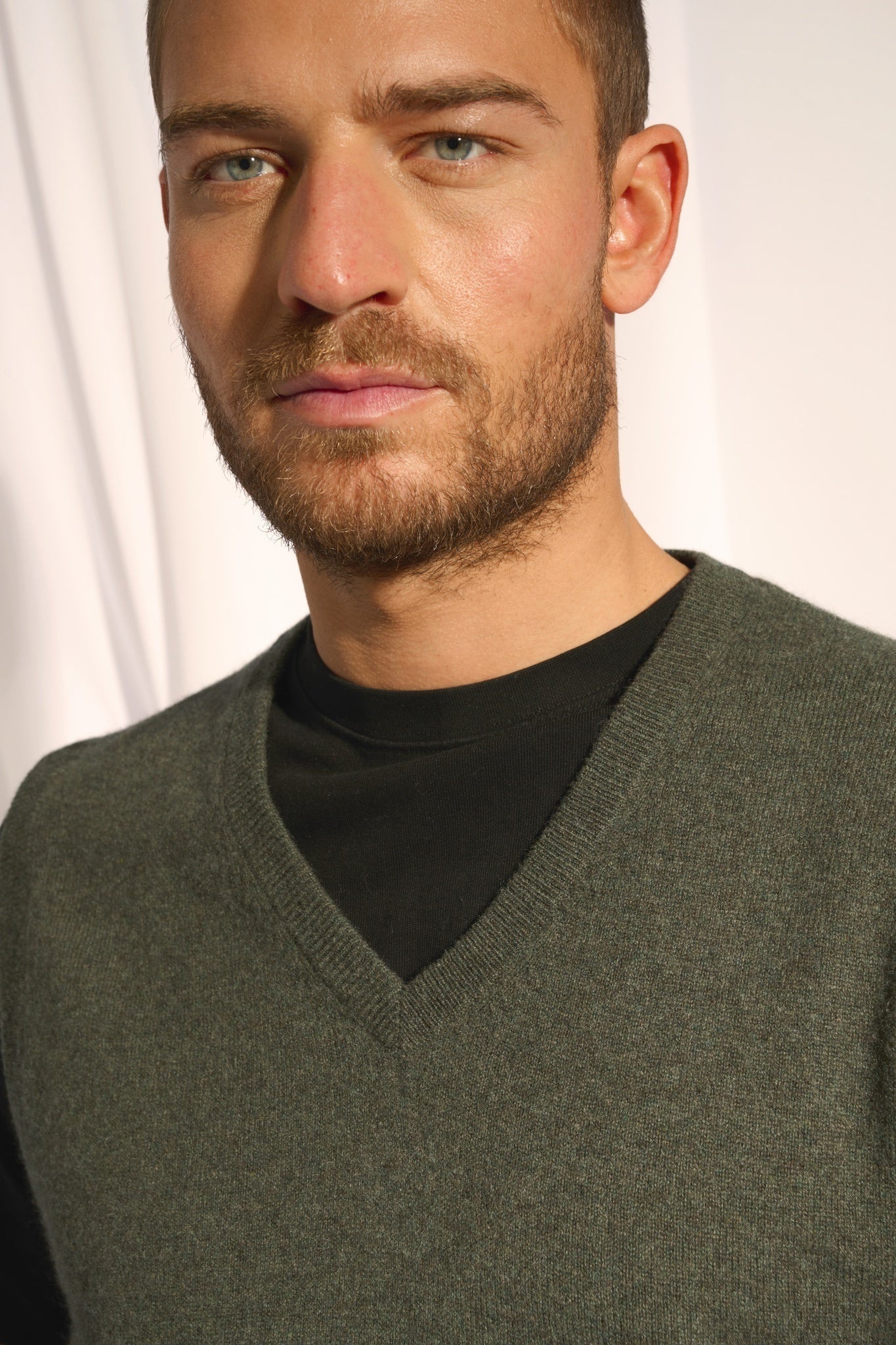 CORKI khaki mottled v-neck tank top