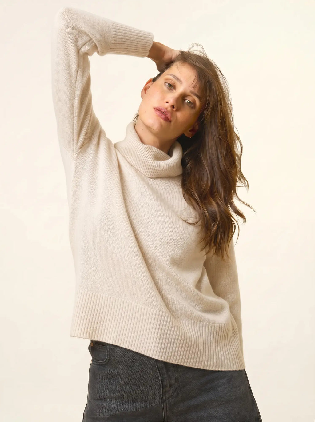 ROMANE Pull Col Roulé 4 Fils Neige